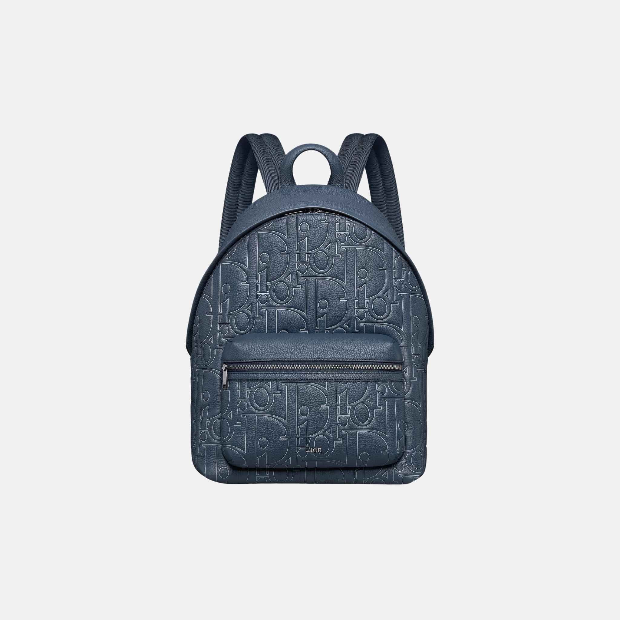 Dior Rider 2.0 Zipped Backpack In Outline Leather And Grained Calfskin, Front