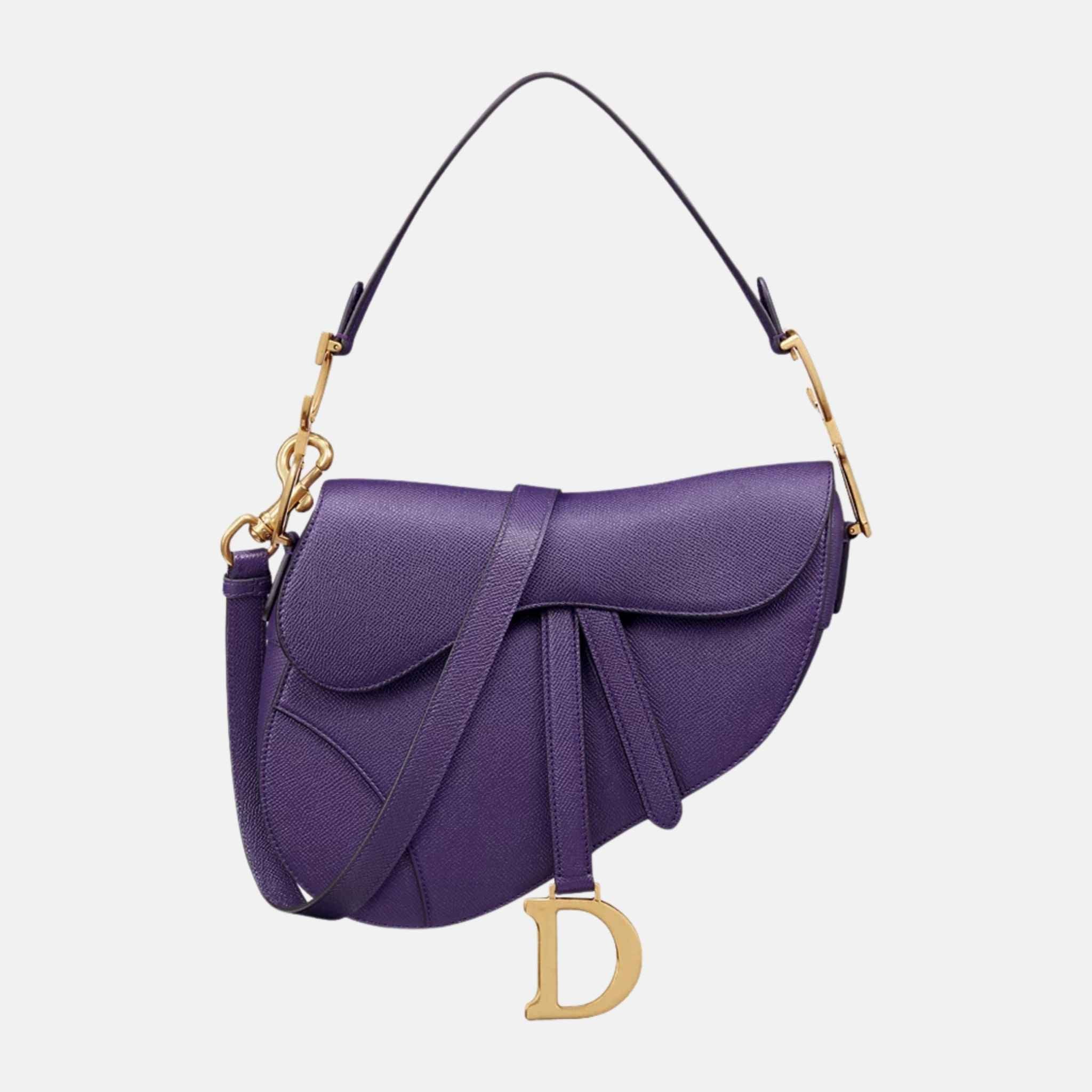 Dior Saddle Bag With Strap, Purple, Front