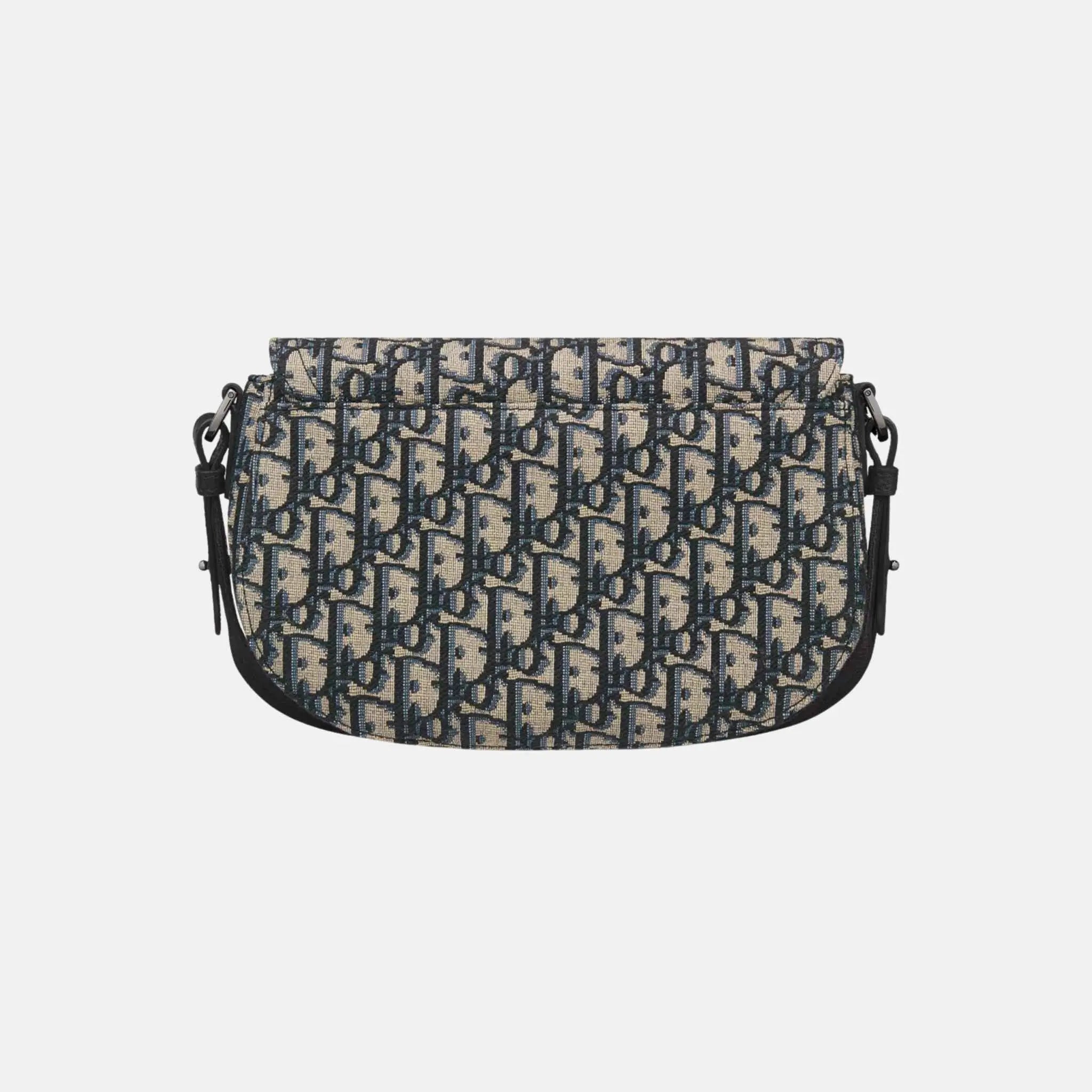 Dior Saddle Messenger Bag In Oblique Jacquard And Grained Calfskin, Beige, Back