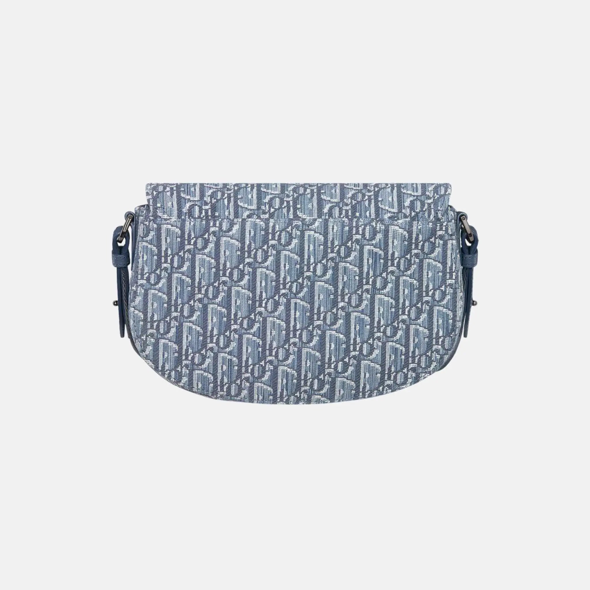 Dior Saddle Messenger Bag In Oblique Jacquard And Grained Calfskin, Blue, Back