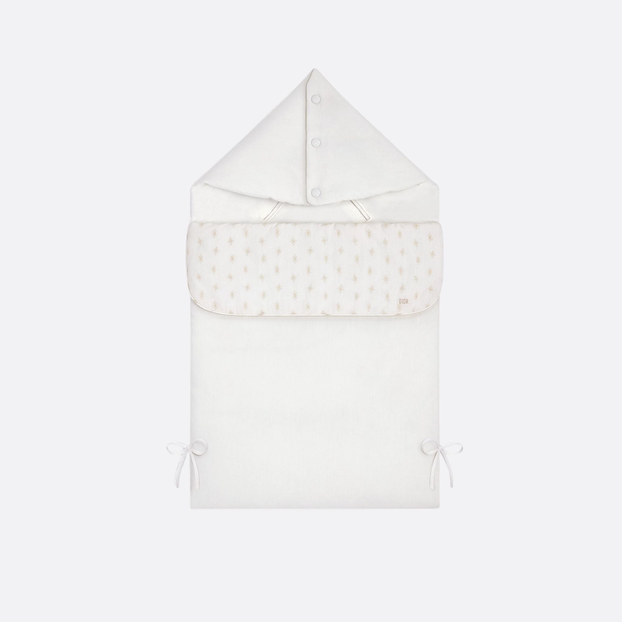 Dior Sleeping Bag Ivory Cotton Poplin Gold Tone Jacquard Star Motif, FrontView