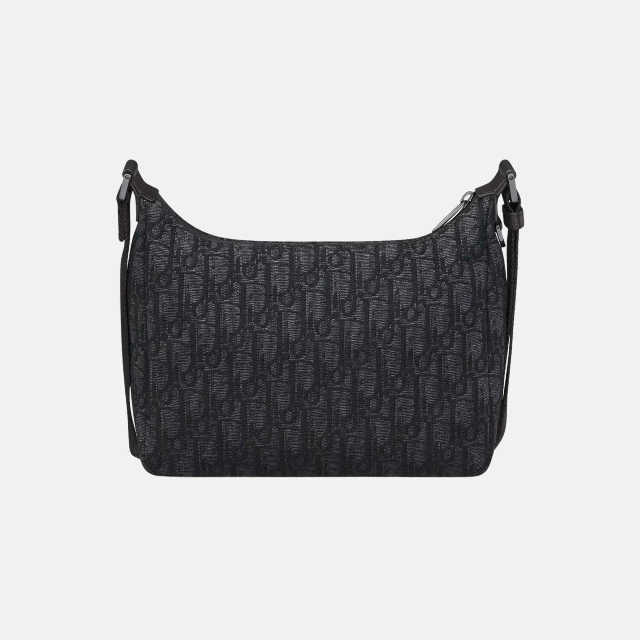 Dior Small Rider Soft Hobo Bag In Oblique Jacquard, Black, Back