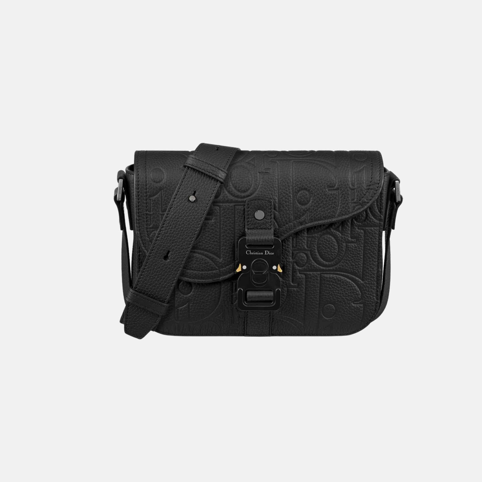 Dior Small Saddle Messenger Bag With Flap In Leather And Calfskin, Front