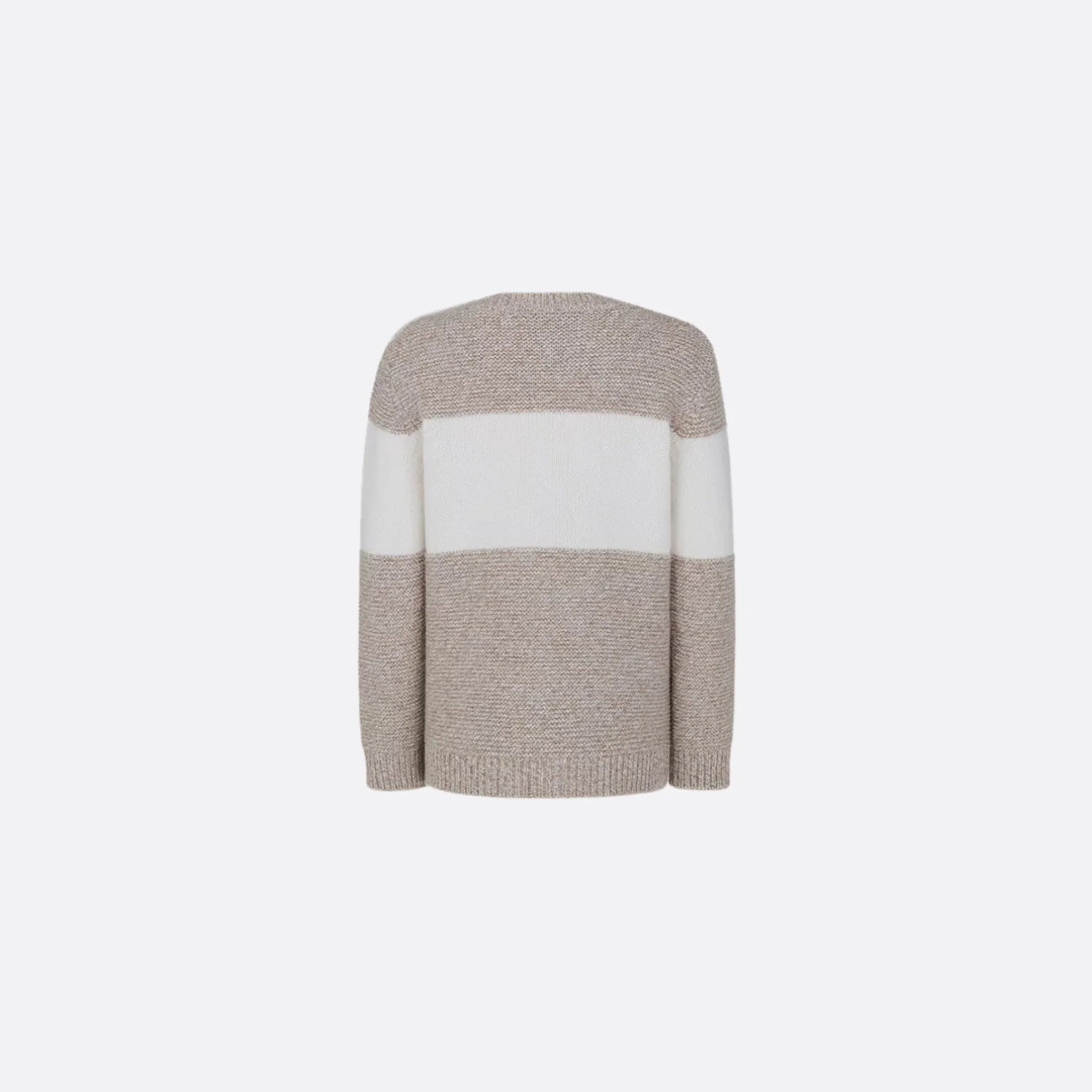 Dior Sweater in Heathered Beige & Ivory Wool Cashmere Knit, Back