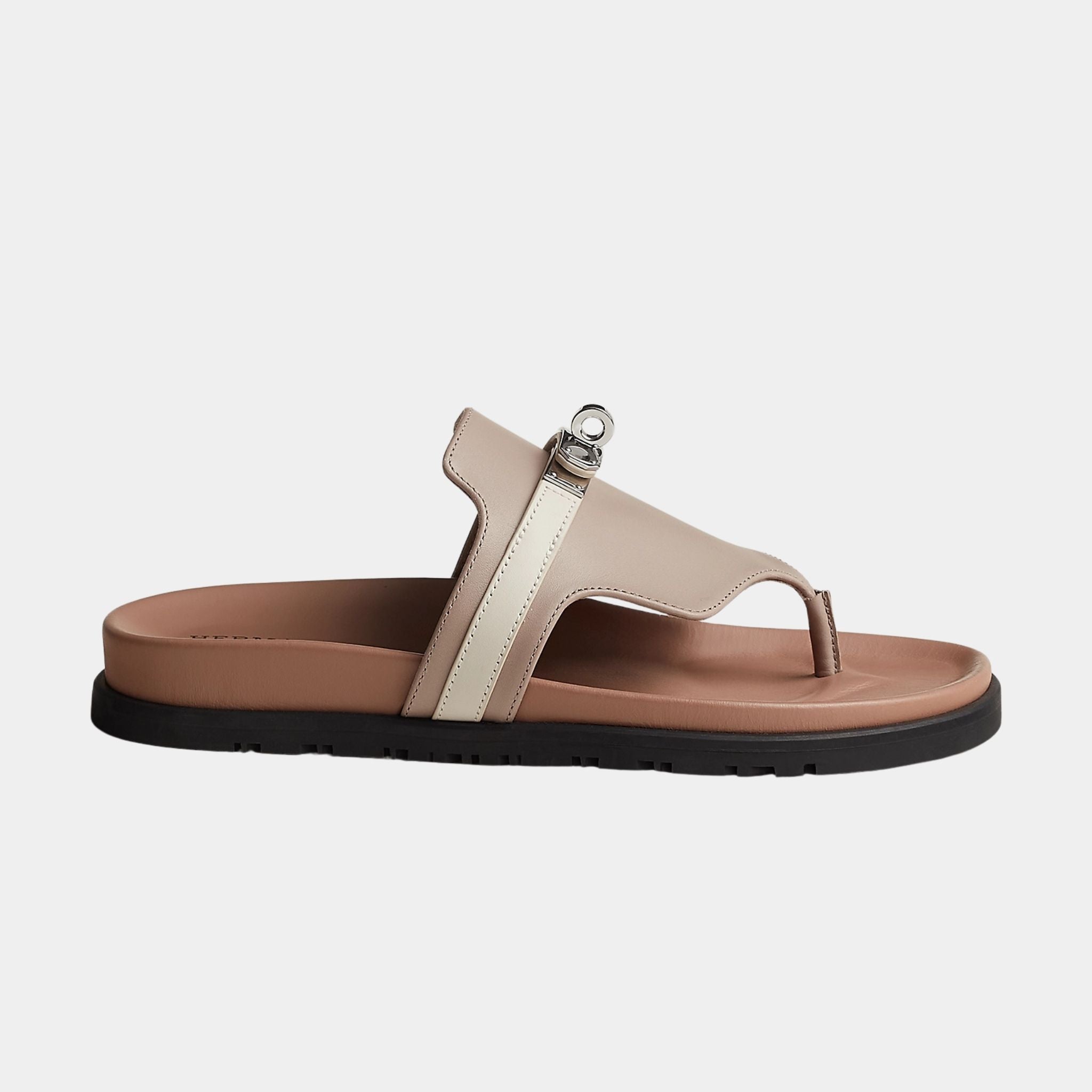 Hermes Empire Sandal in Two Tone Calfskin, Side