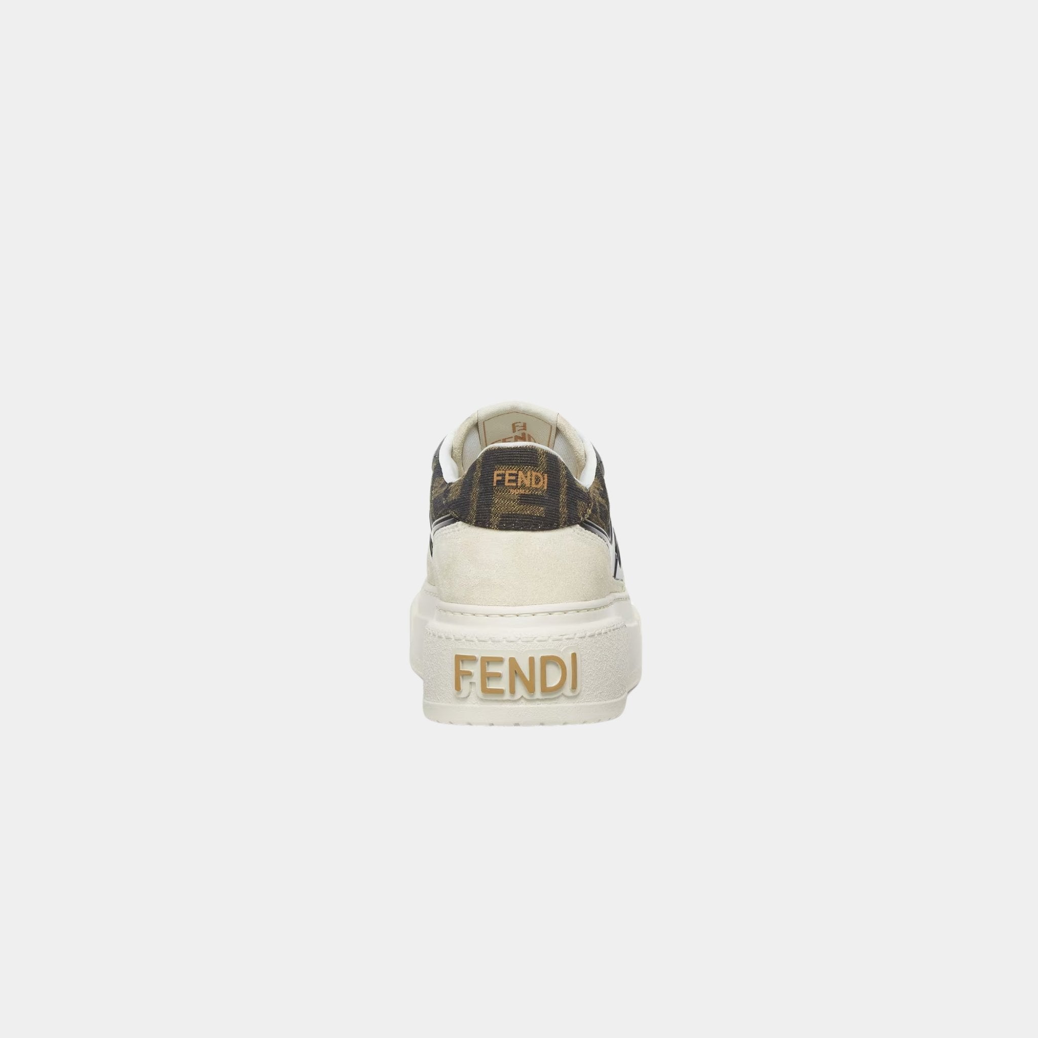 Fendi Match Canvas And White Suede Platform Low-Tops, Back View