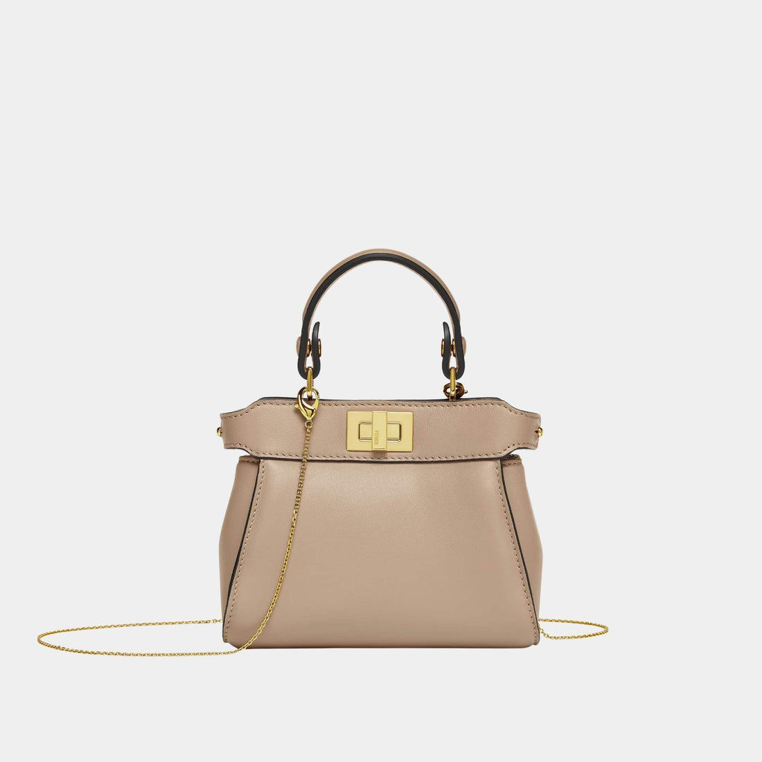 Fendi Nano Peekaboo Nappa Leather Bag, Dove Grey, Front