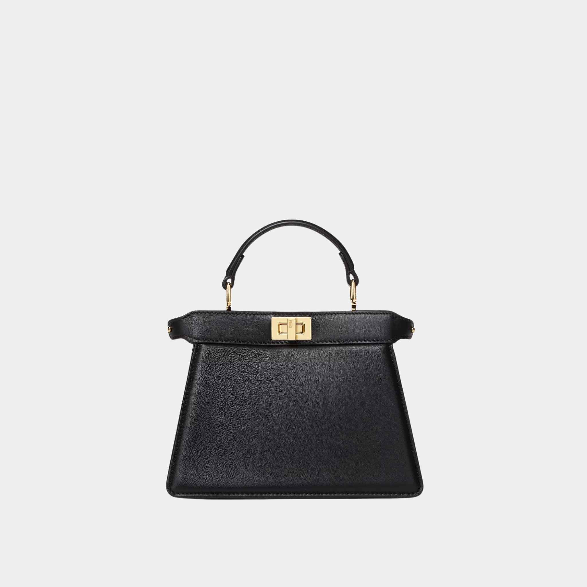 Fendi Peekaboo ISeeU Petite Padded Nappa Leather Bag, Black, Front