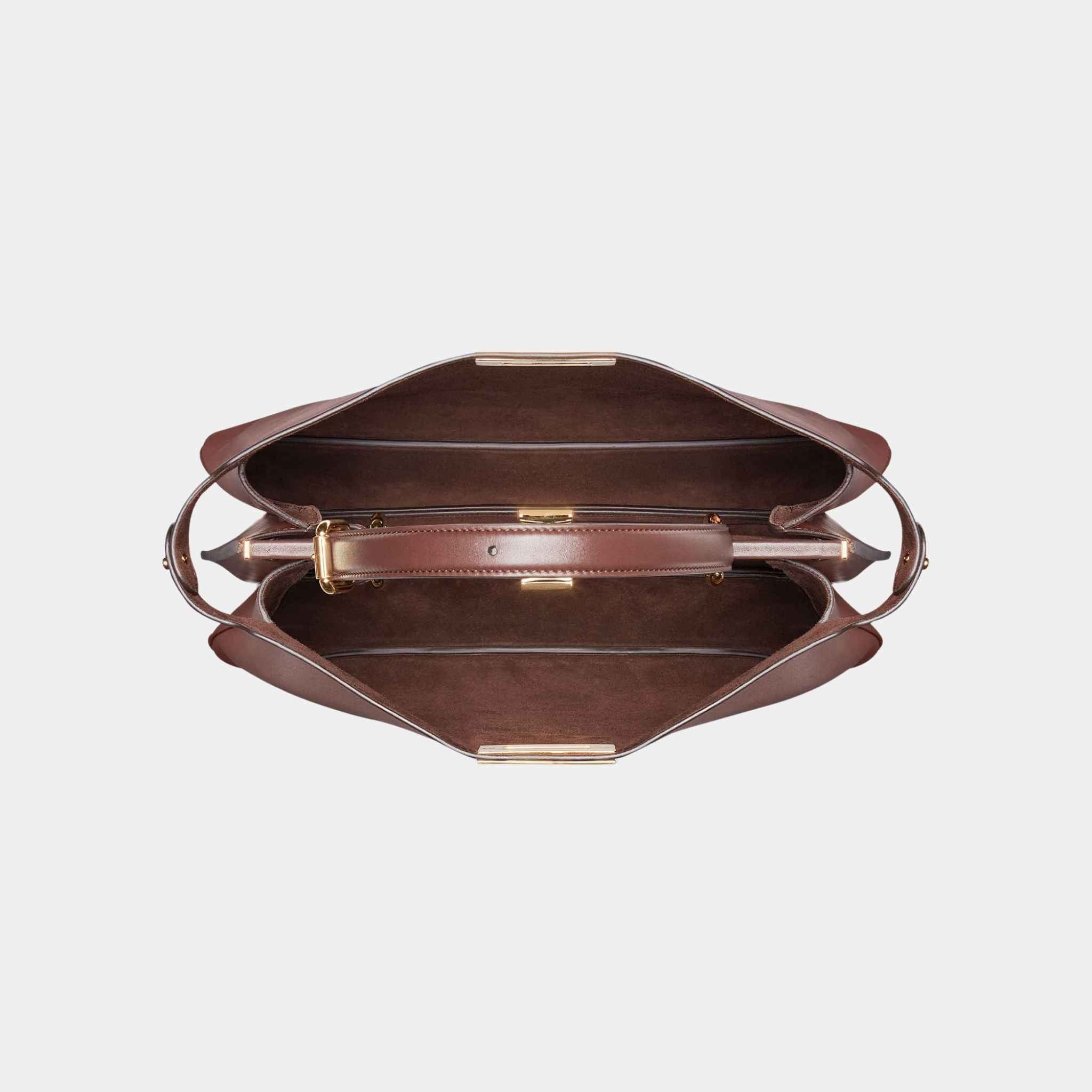 Fendi Peekaboo Soft Large Leather Bag, Dark Brown, Top