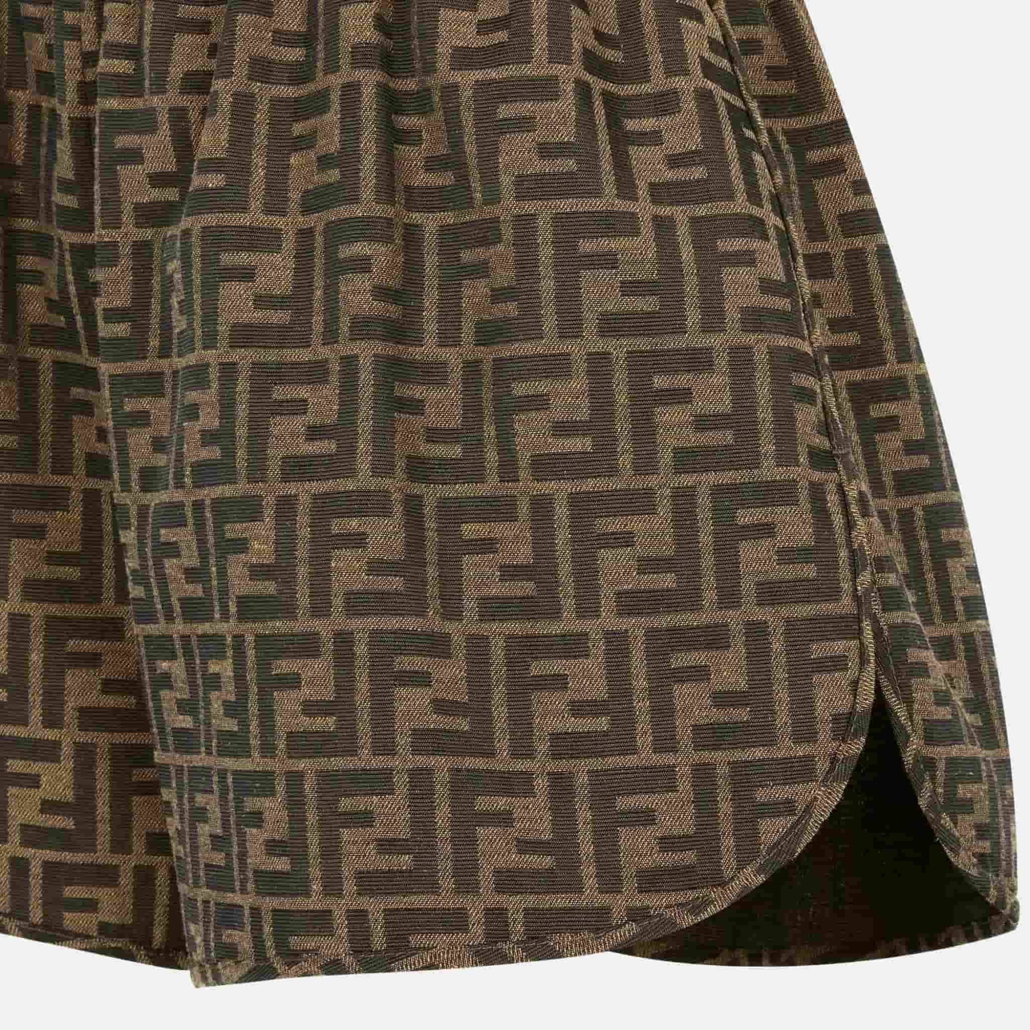 Fendi Shorts In Brown Canvas, Close