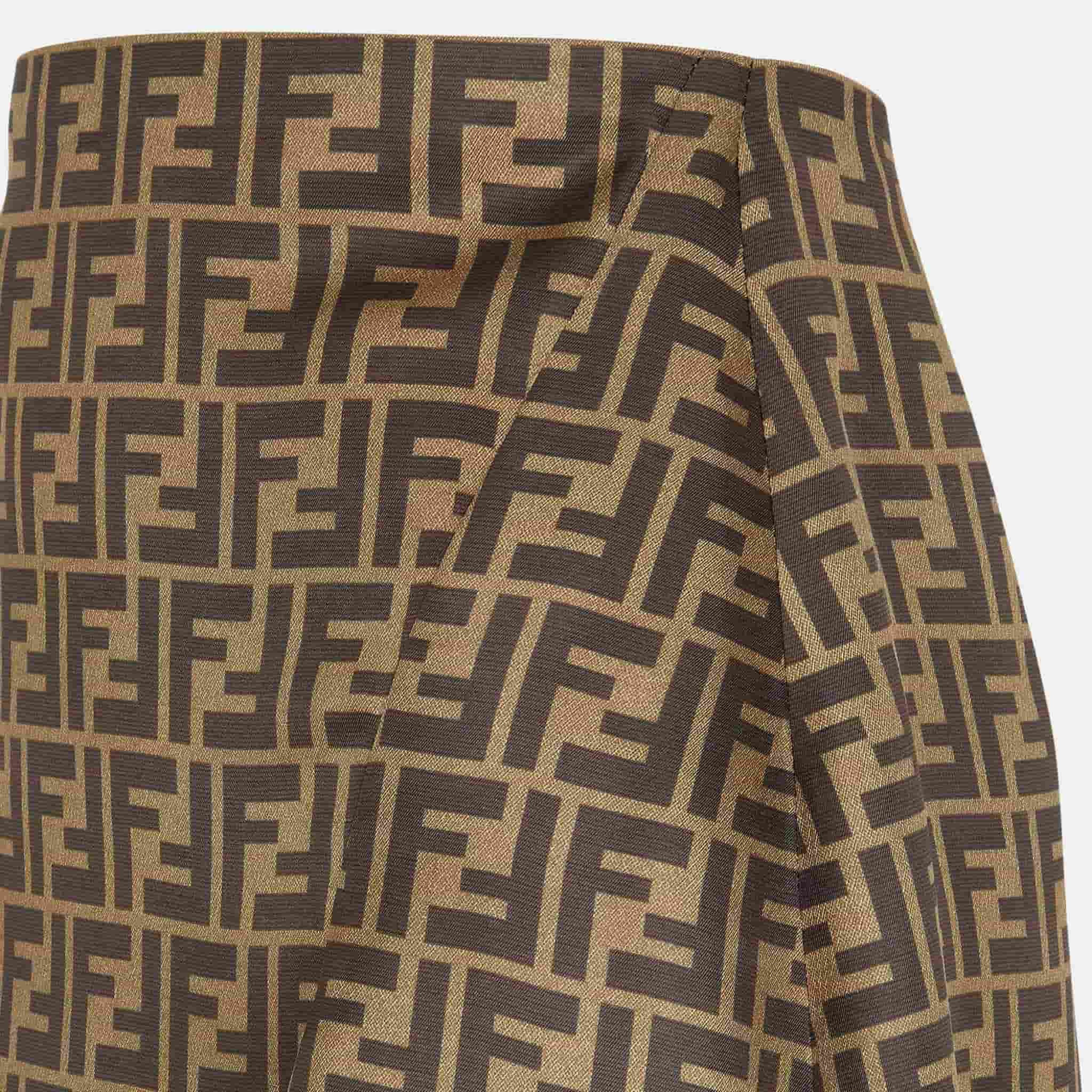 Fendi Skirt In Brown FF Twill, Close
