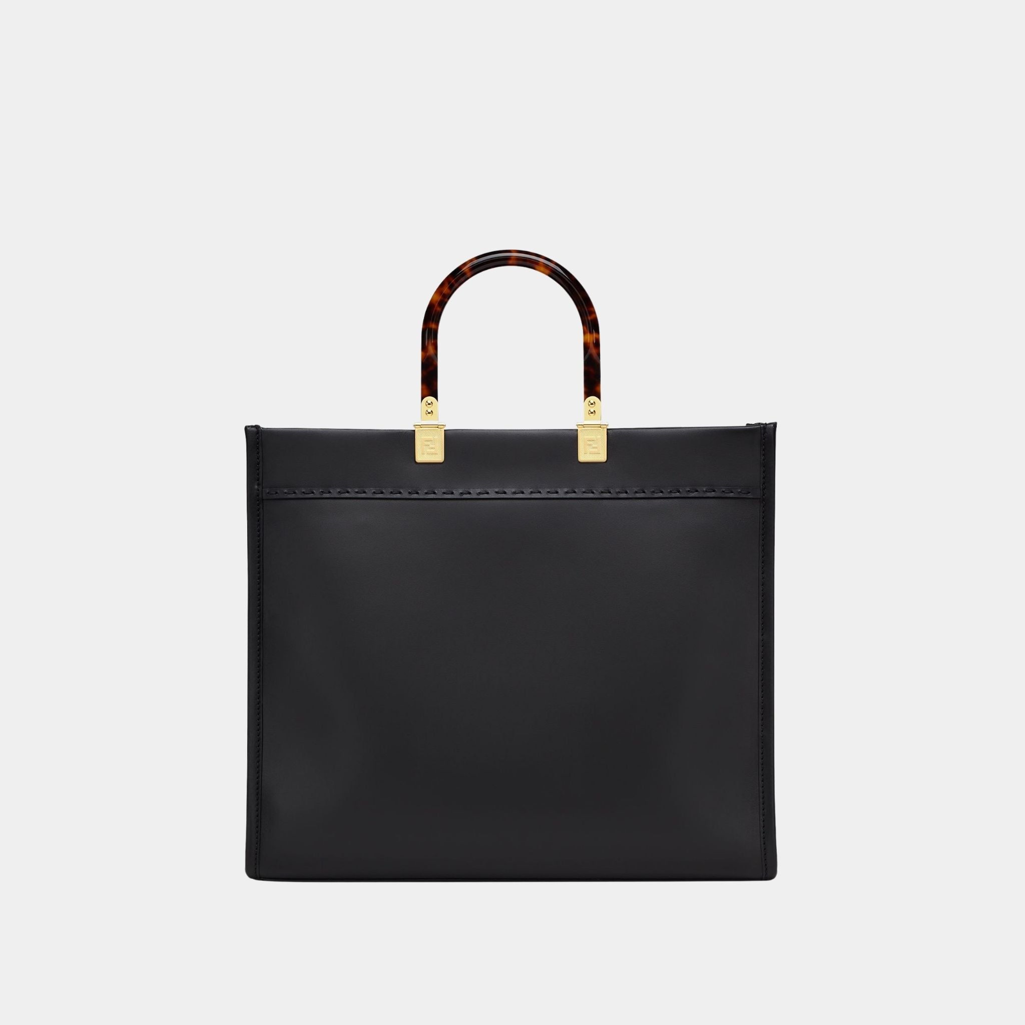 Fendi Sunshine Medium Leather Shopper, Black, Back