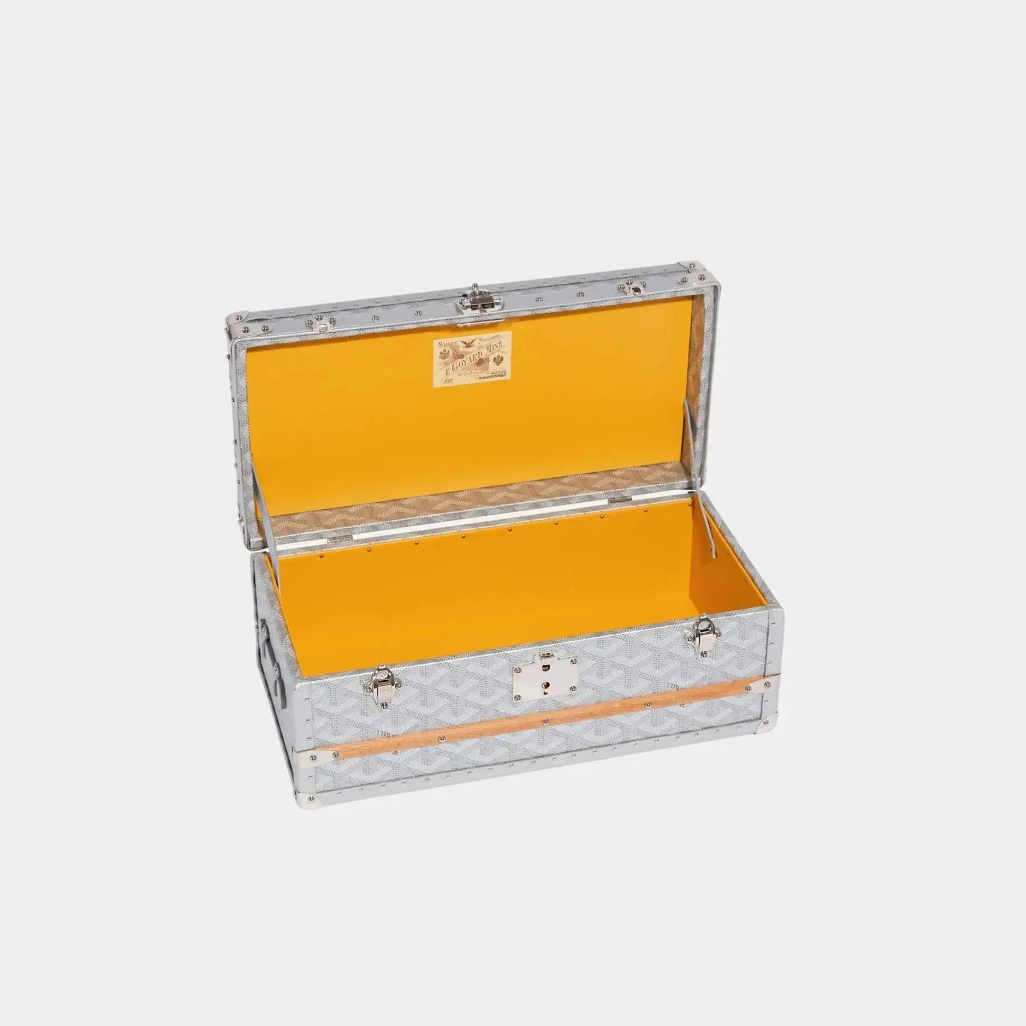 Goyard 352 Case with Two Trunk Clasps, Silver, Inside