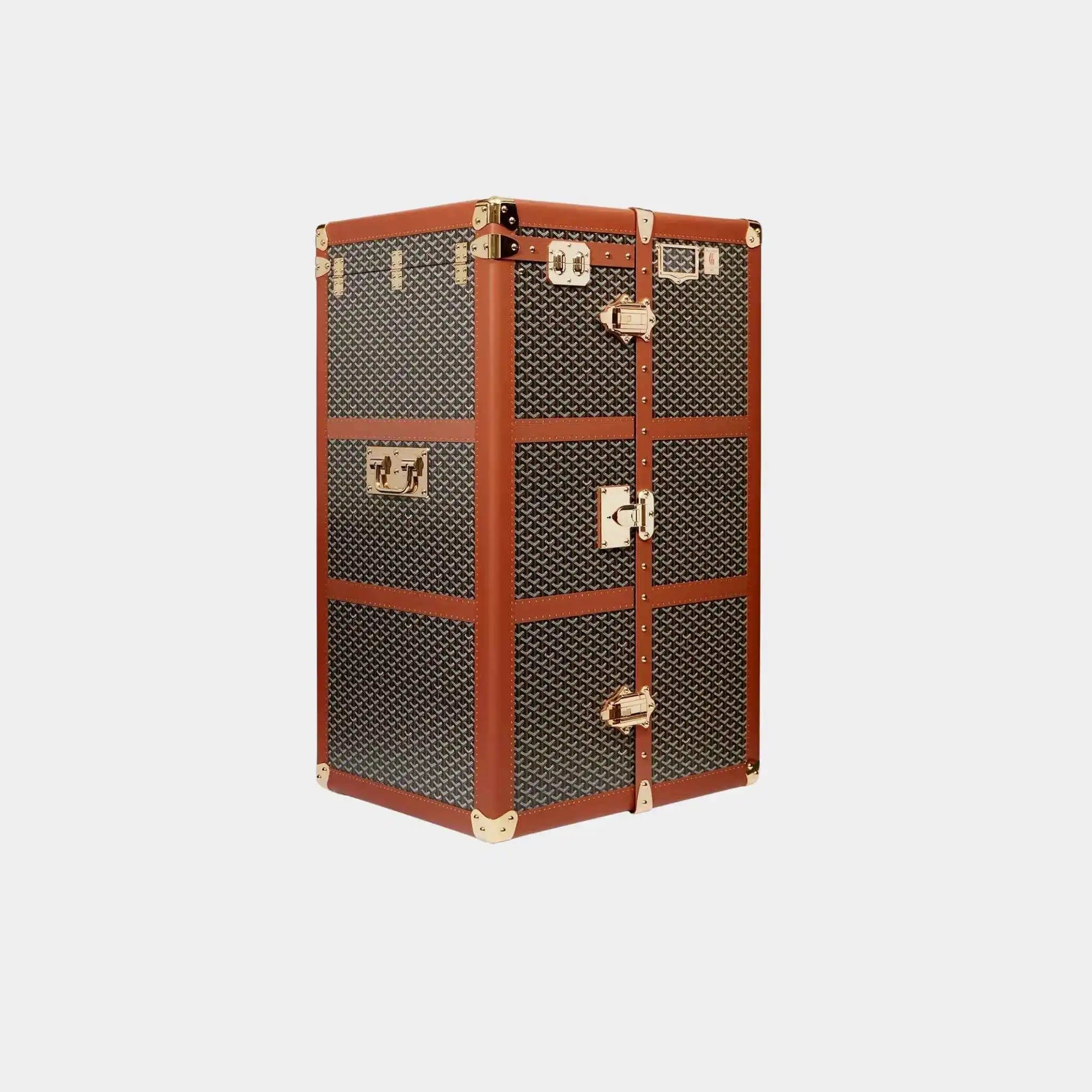 Goyard Armoire Trunk, Black, Tan, Front