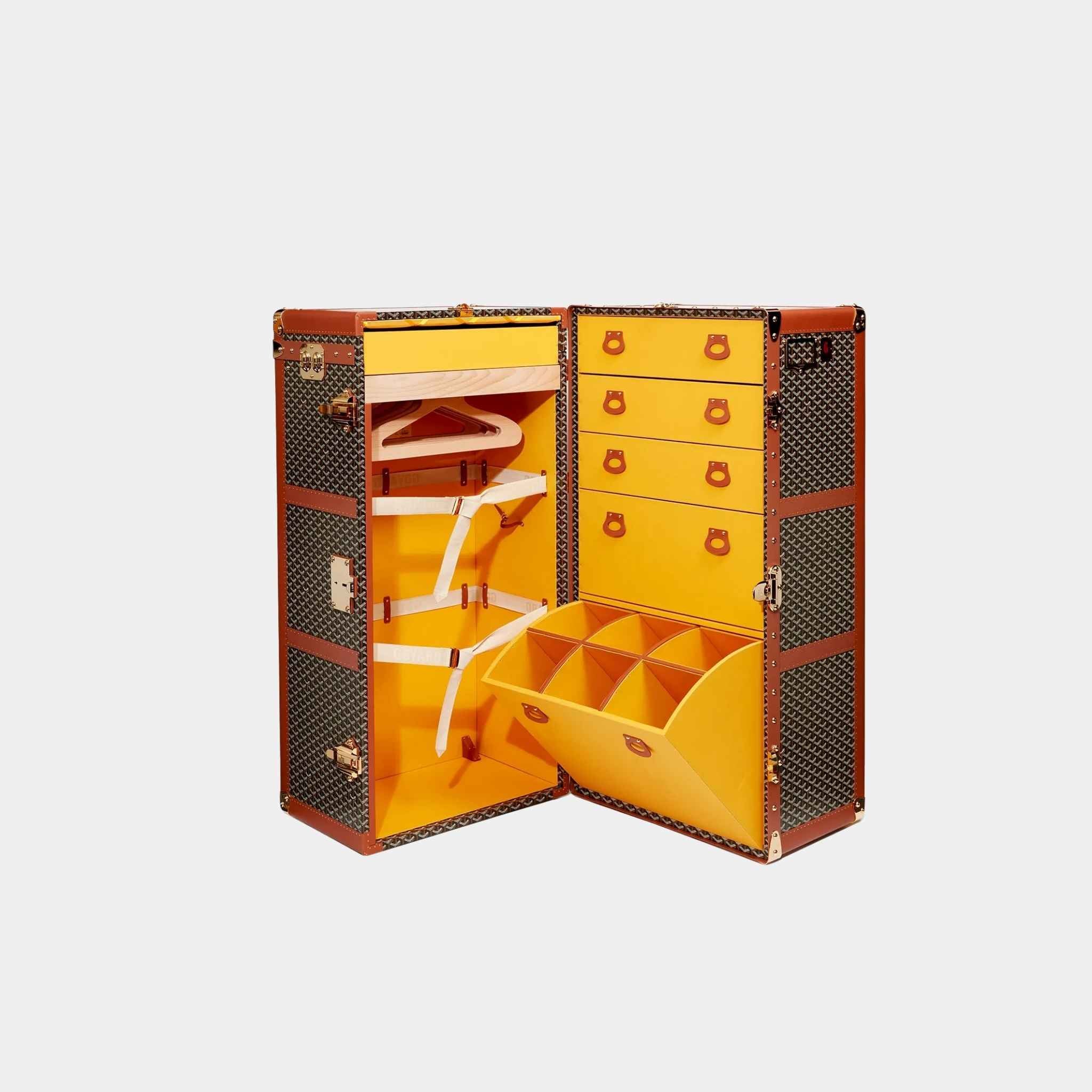 Goyard Armoire Trunk, Black, Tan, Storage