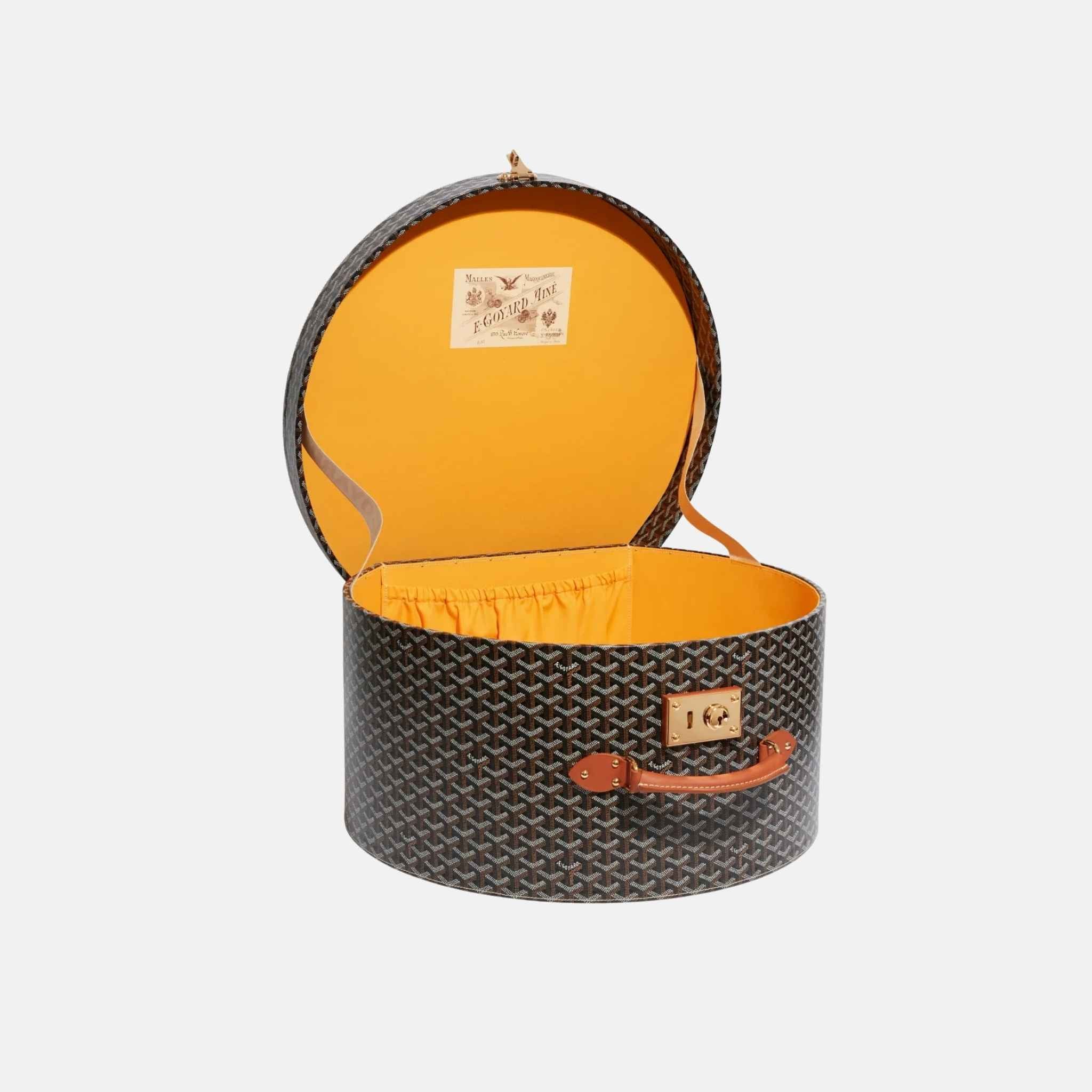 Goyard Boite Chapeau, Black and Tan, Inside