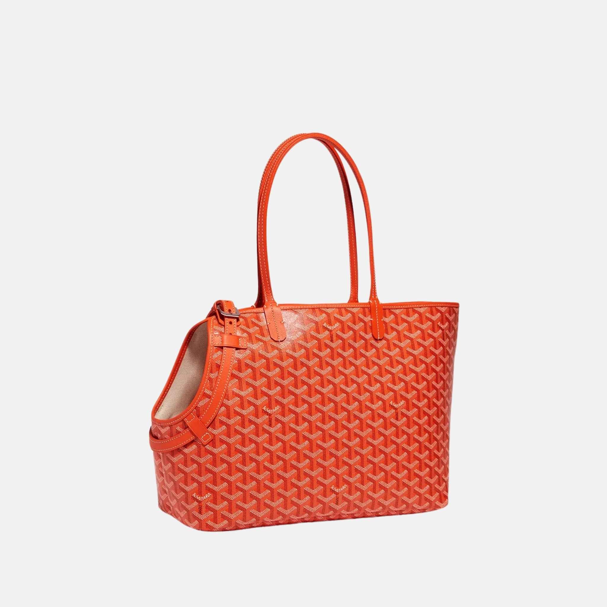 Goyard Chien Gris Luxury Pet Travel Bag, Orange, Side