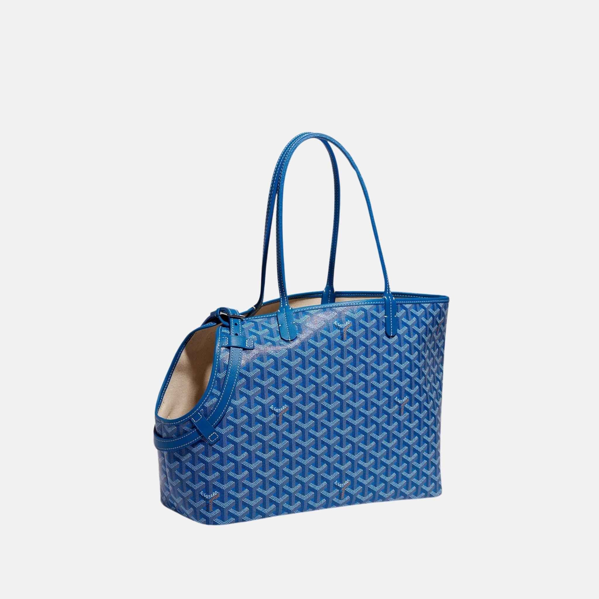 Goyard Chien Gris Luxury Pet Travel Bag, Sky Blue, Side