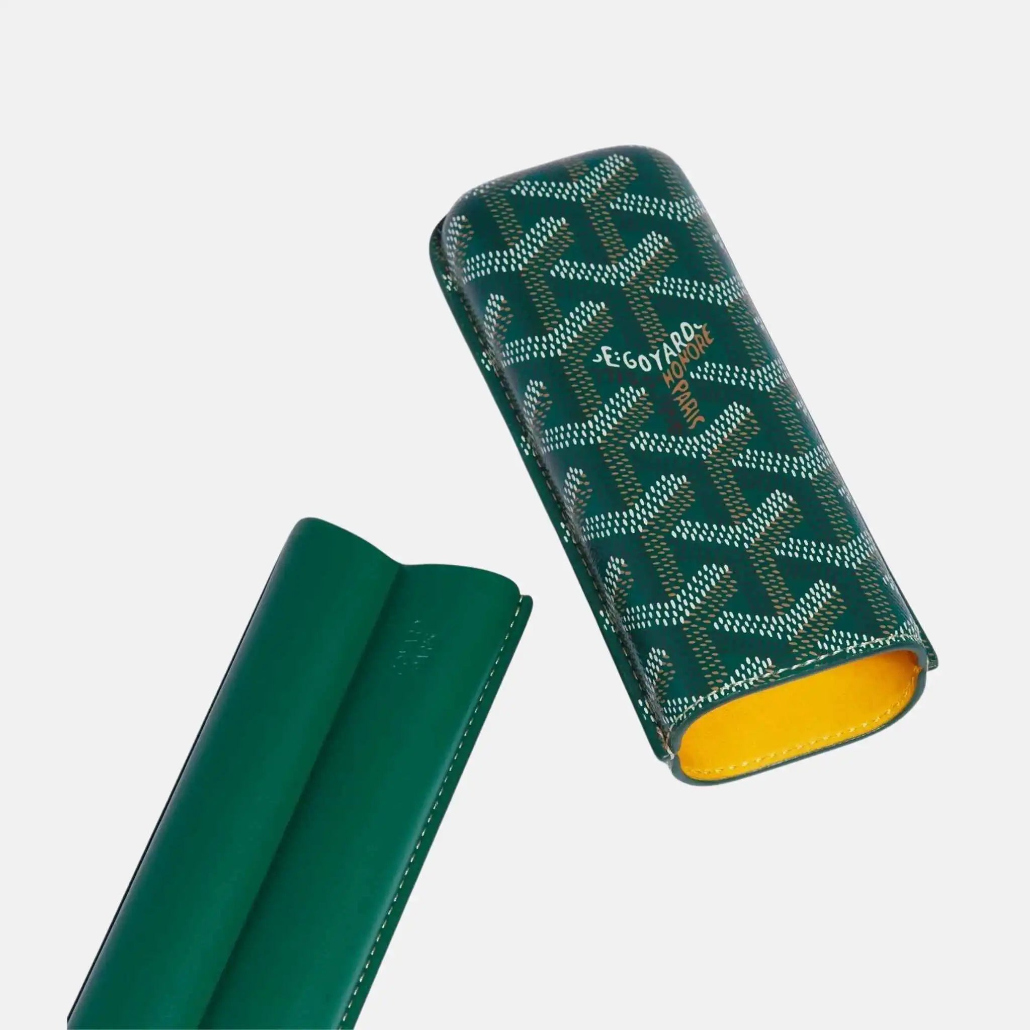 Goyard Churchill 2 Cigar Case, Green, Open