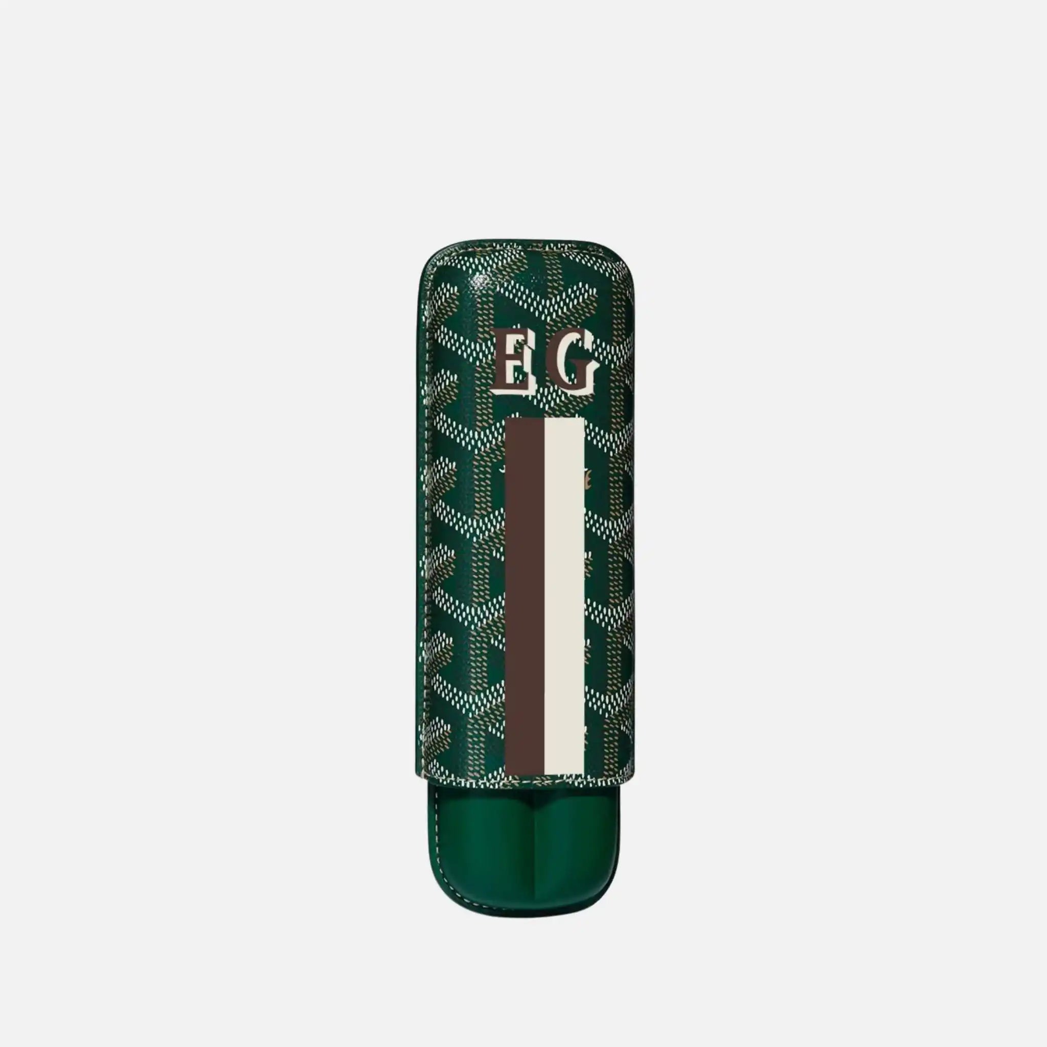 Goyard Churchill 2 Cigar Case Stripes and Initials, Green