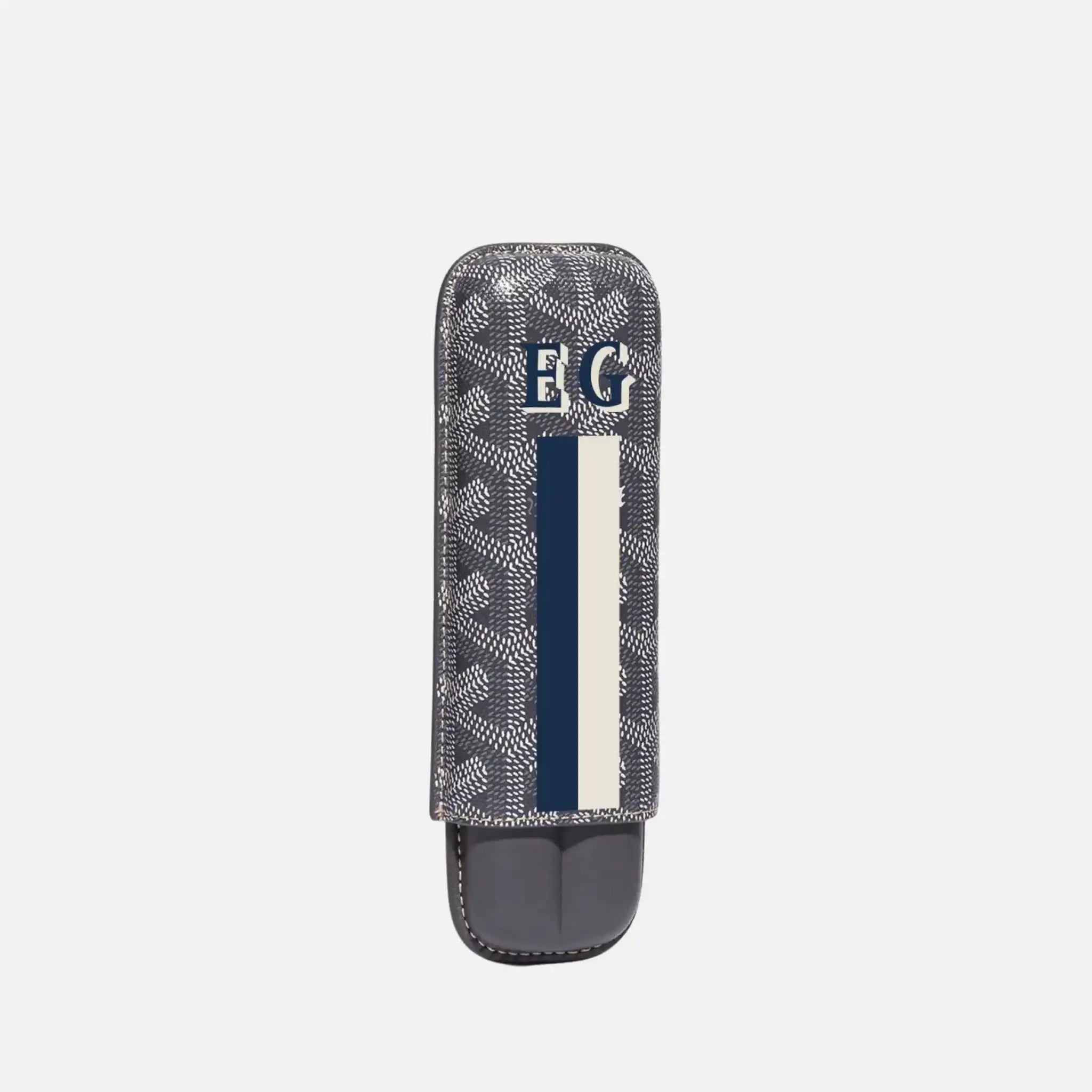Goyard Churchill 2 Cigar Case Stripes and Initials, Grey