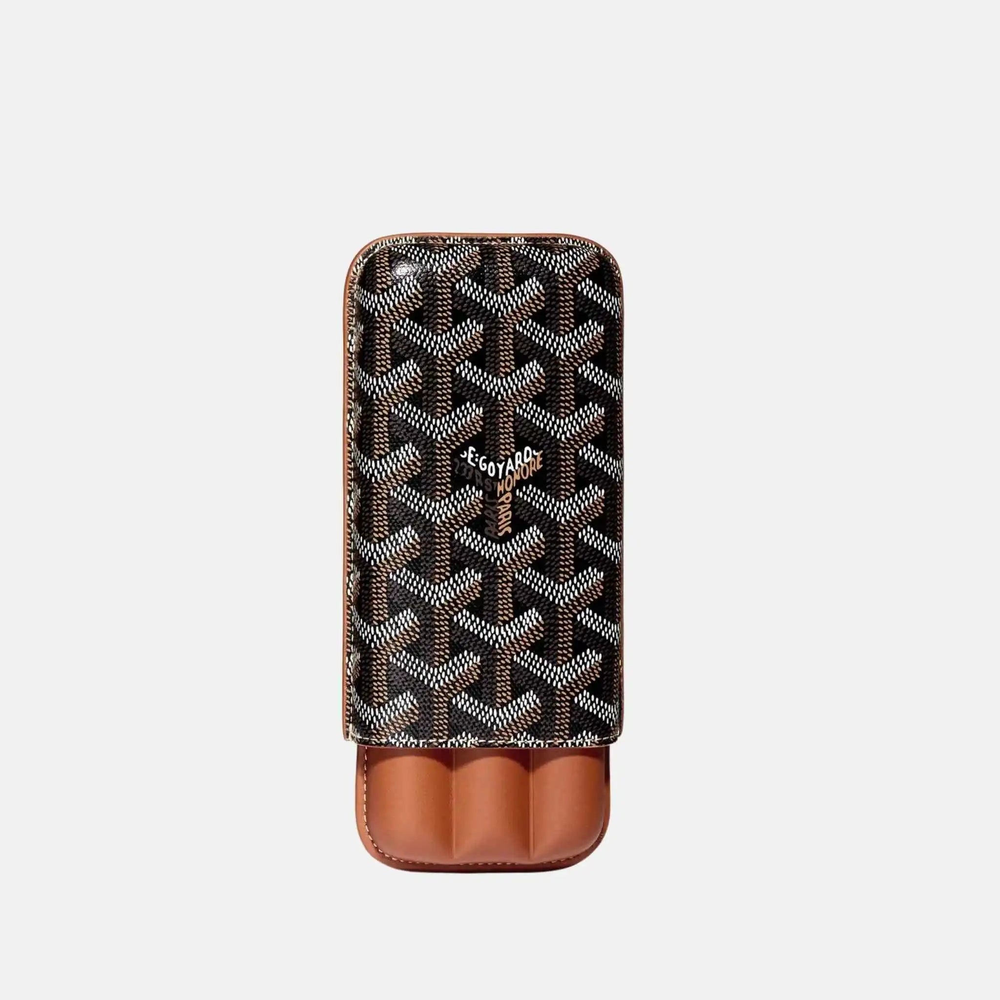 Goyard Churchill 3 Cigar Case, Black and Tan