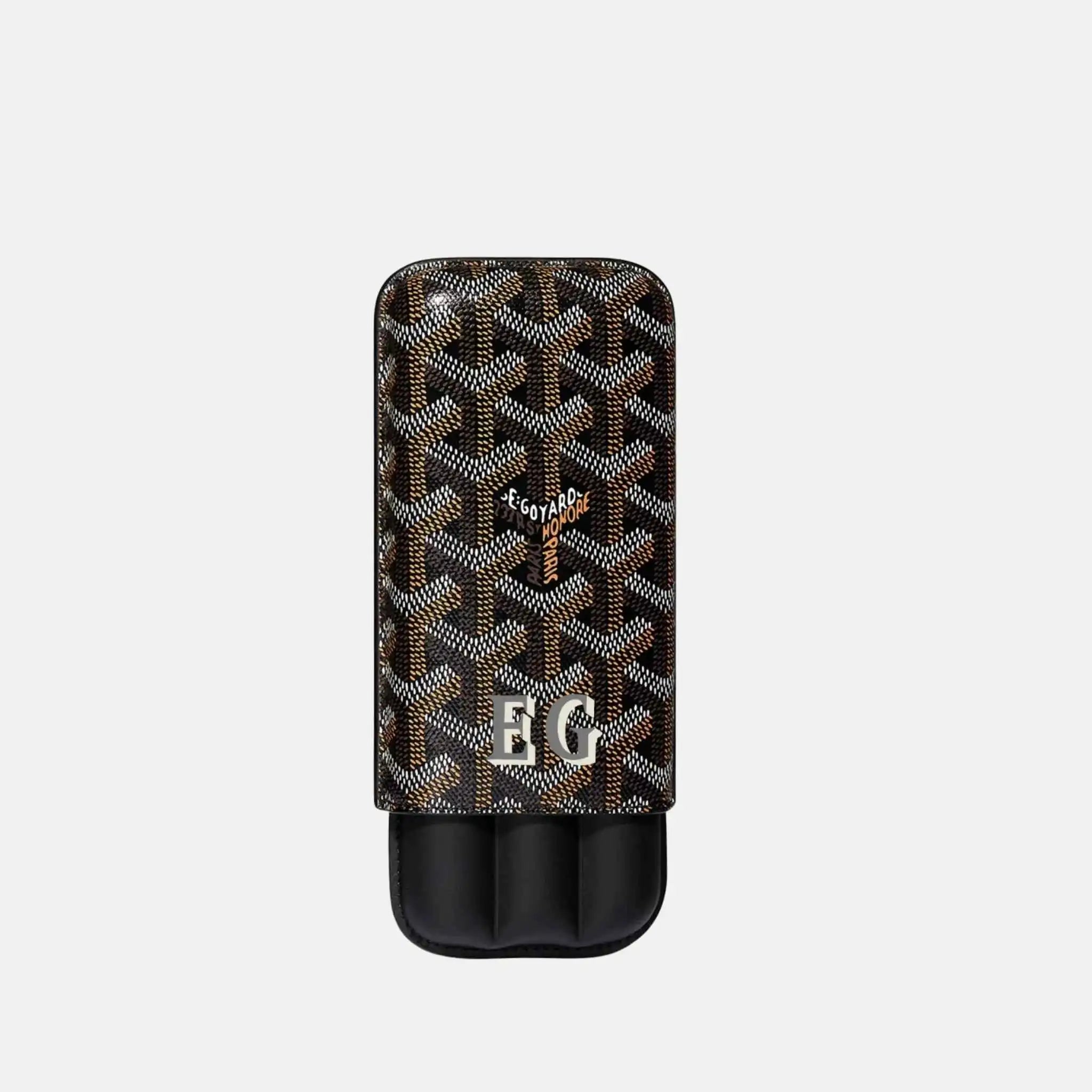 Goyard Churchill 3 Cigar Case Initials, Black