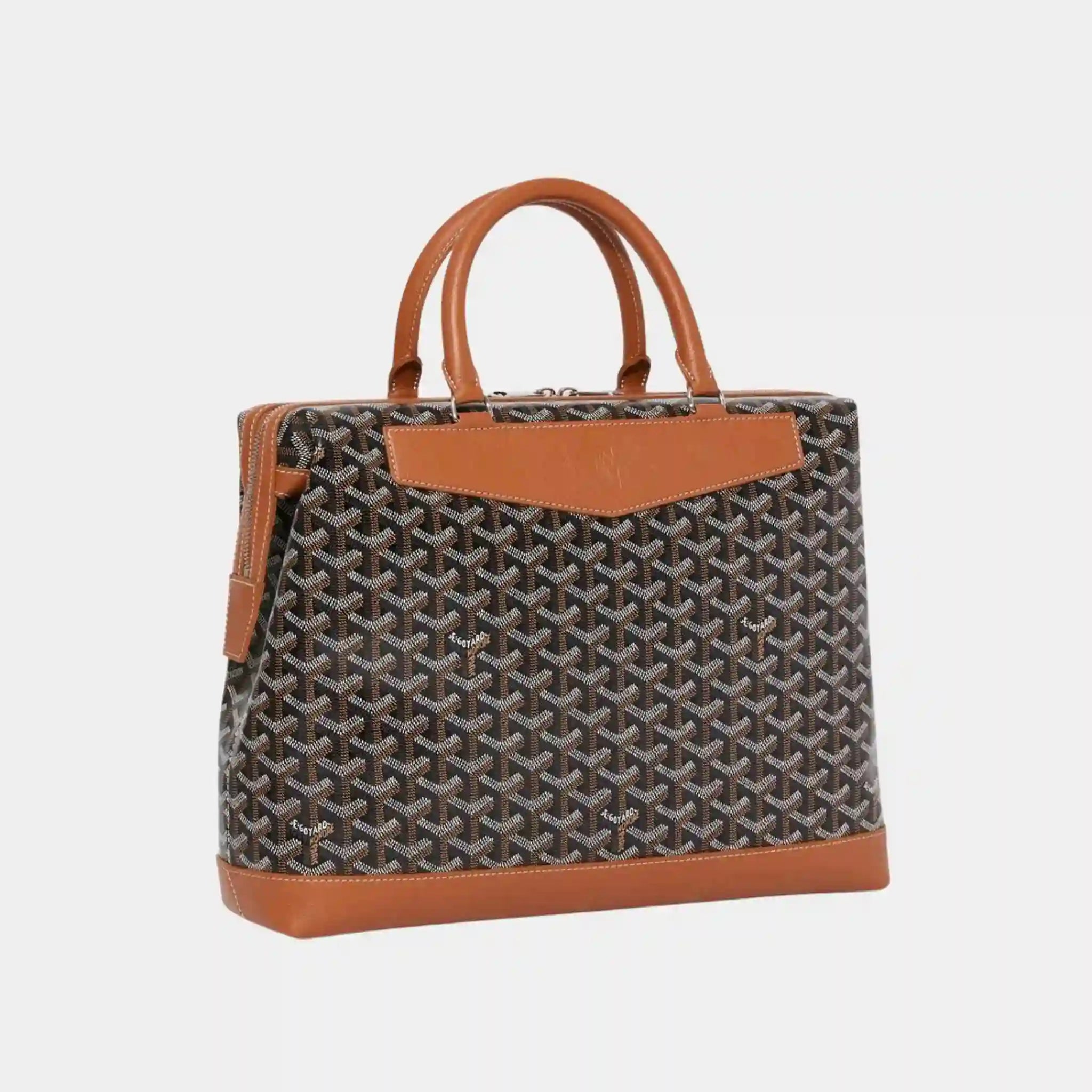 Goyard Cisalpin Document Case, Black and Tan, Front View