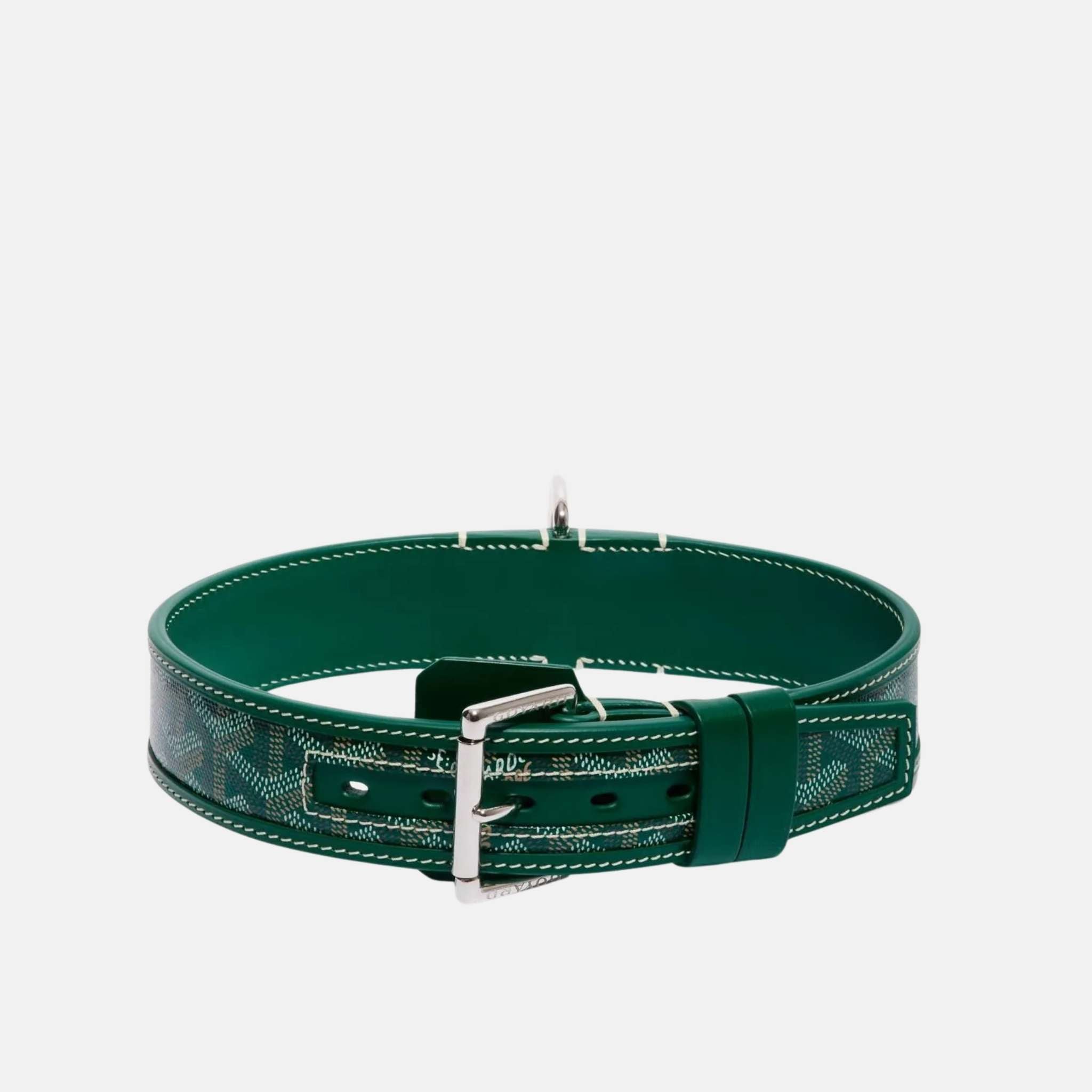 Goyard Franklin Luxury Dog Collar, Green, Front