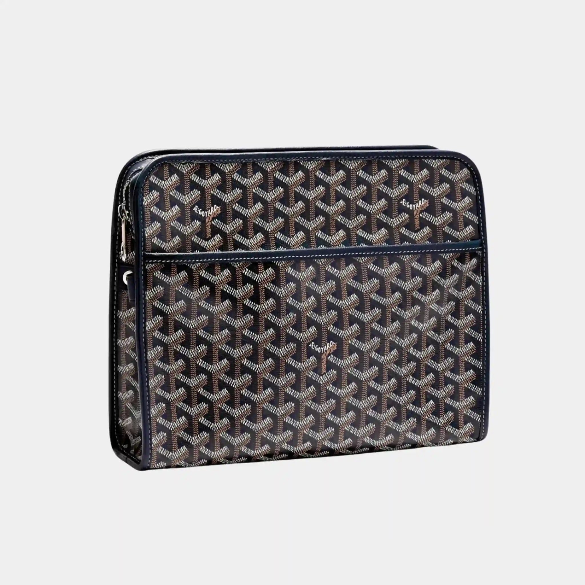 Goyard Jouvence GM Toiletry Bag, Navy Blue, Front View