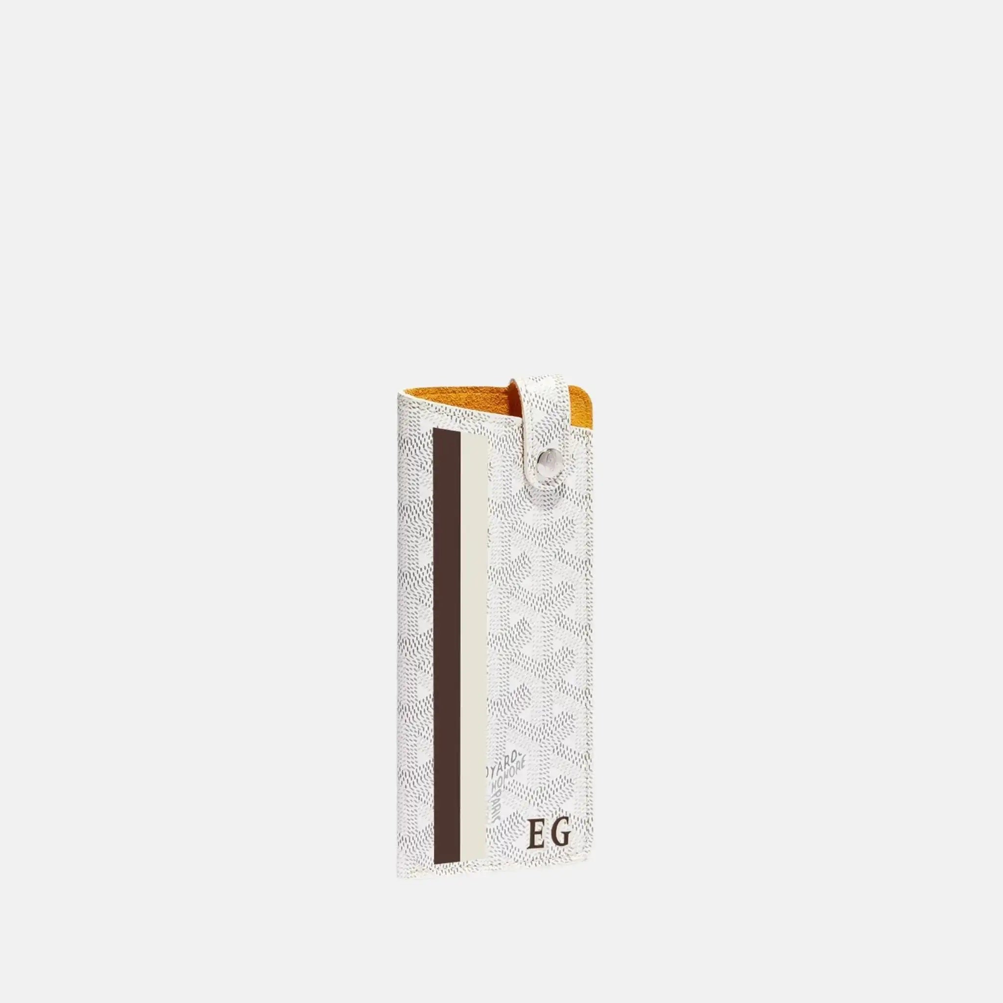 Goyard Montmartre PM Glasses Case Stripes and Initials, White