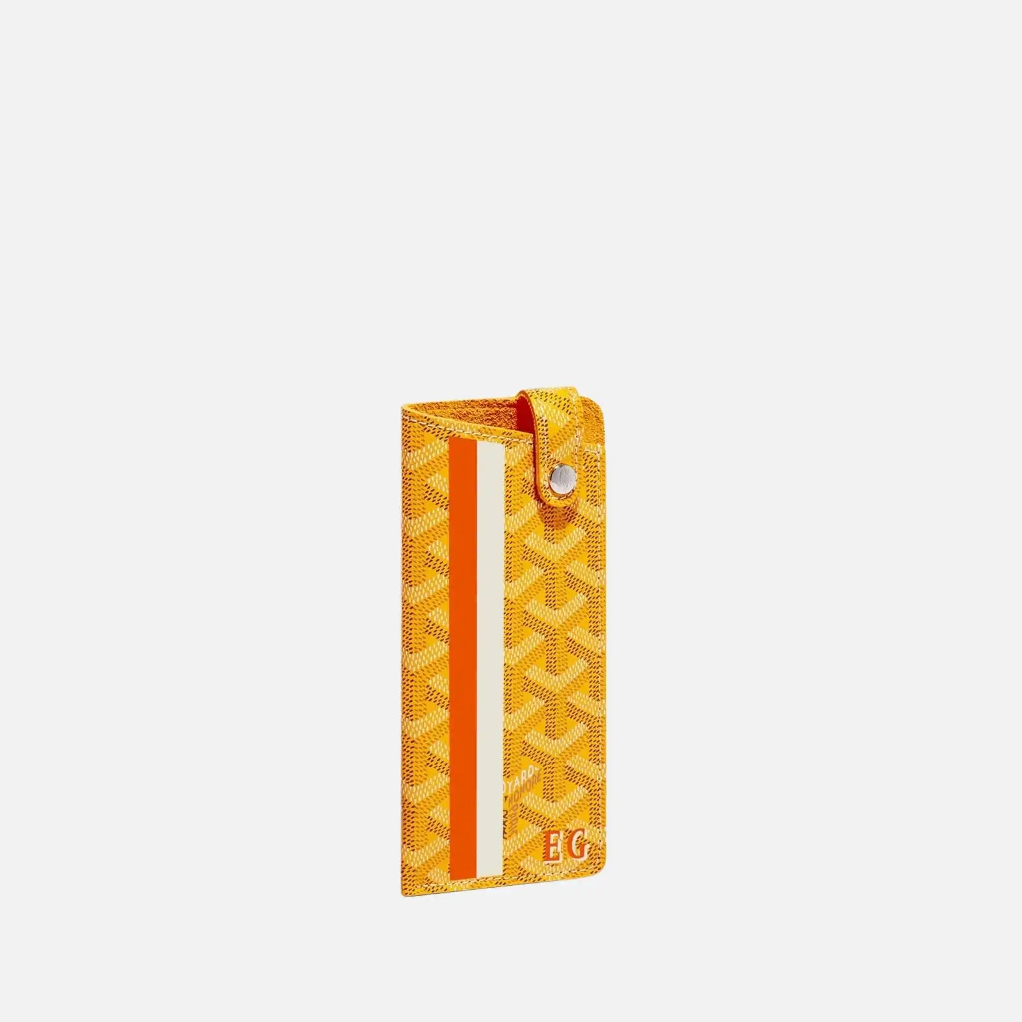 Goyard Montmartre PM Glasses Case Stripes and Initials, Yellow
