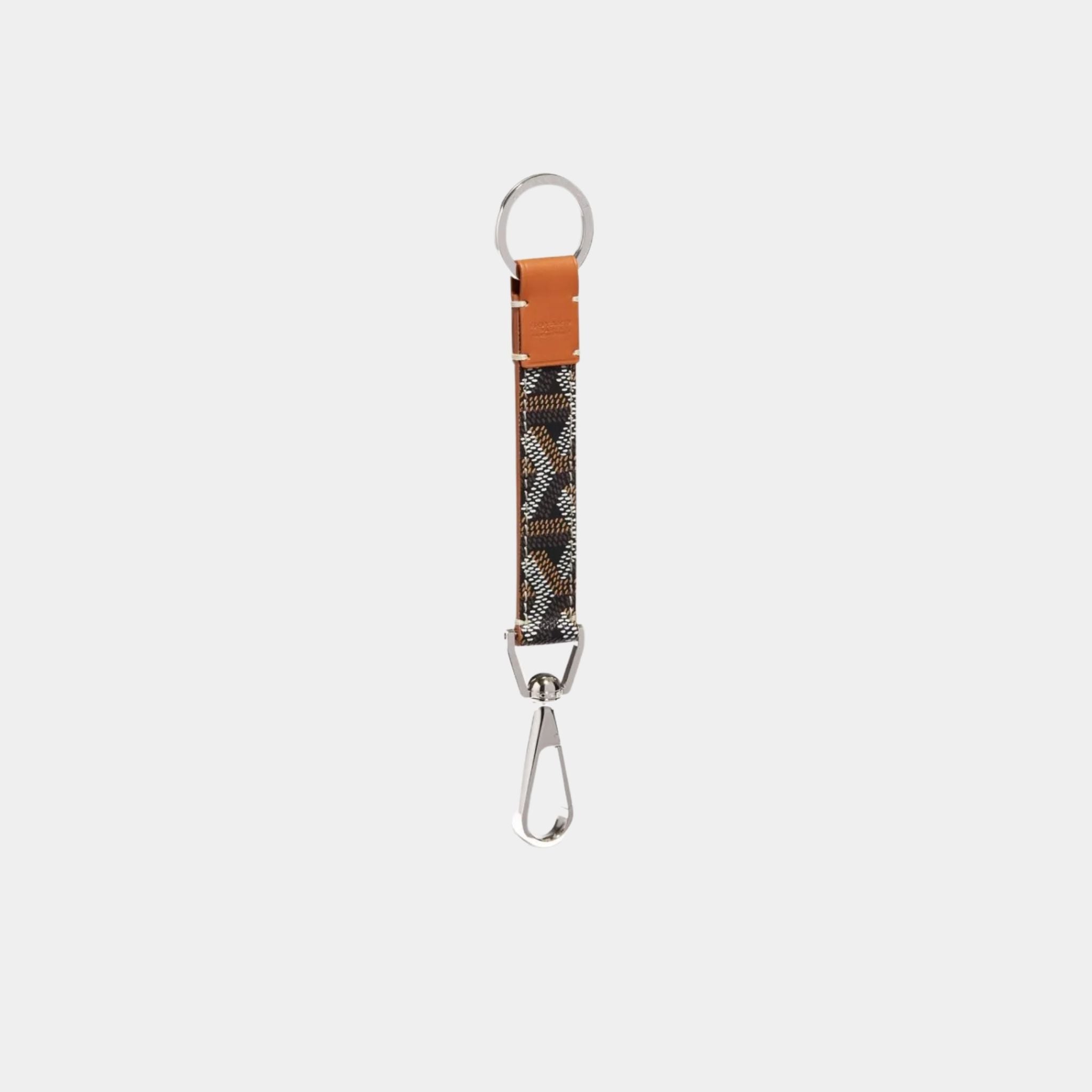 Goyard Mousqueton Key Ring, Black and Tan, Front View