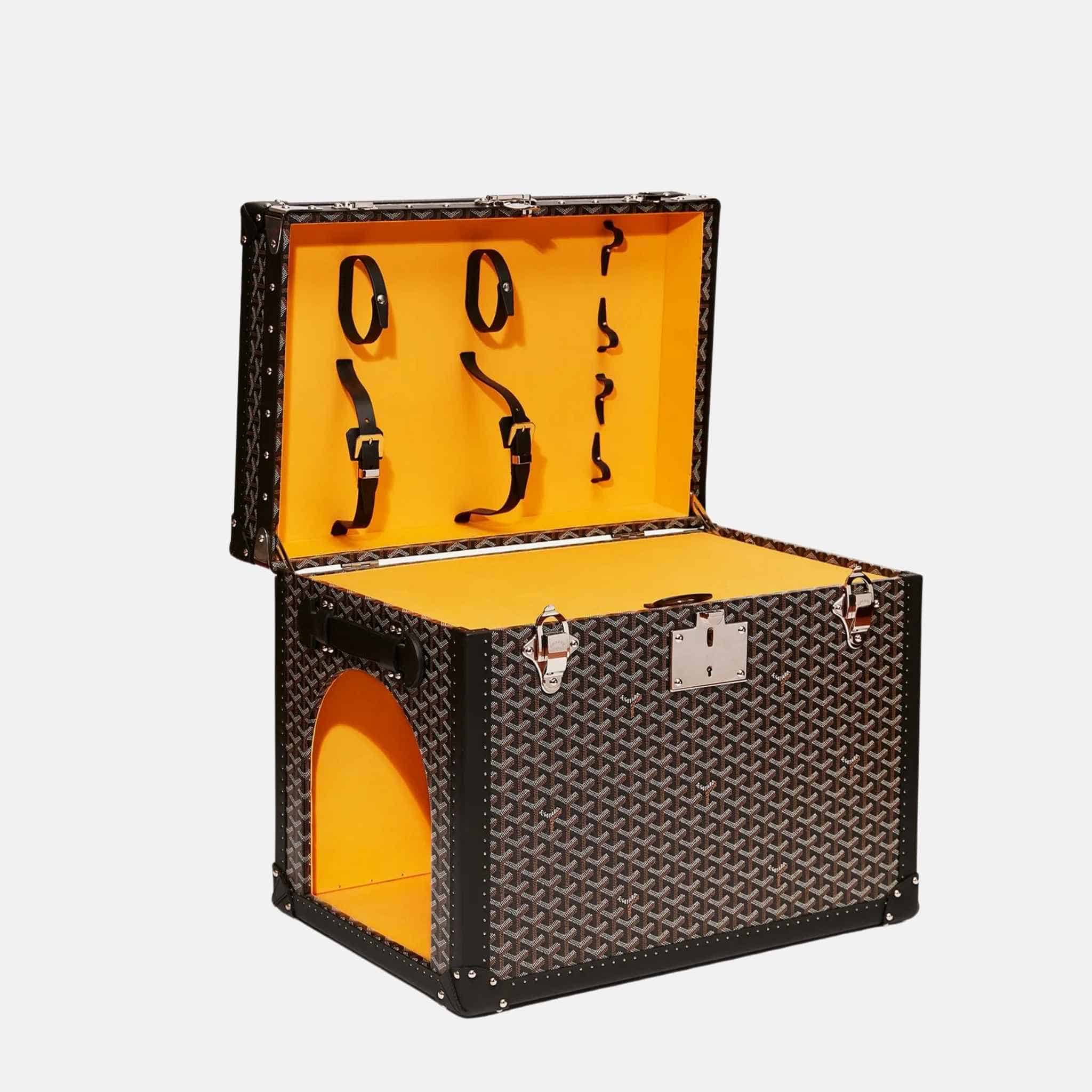 Goyard Niche Luxury Pet Trunk, Black, Open