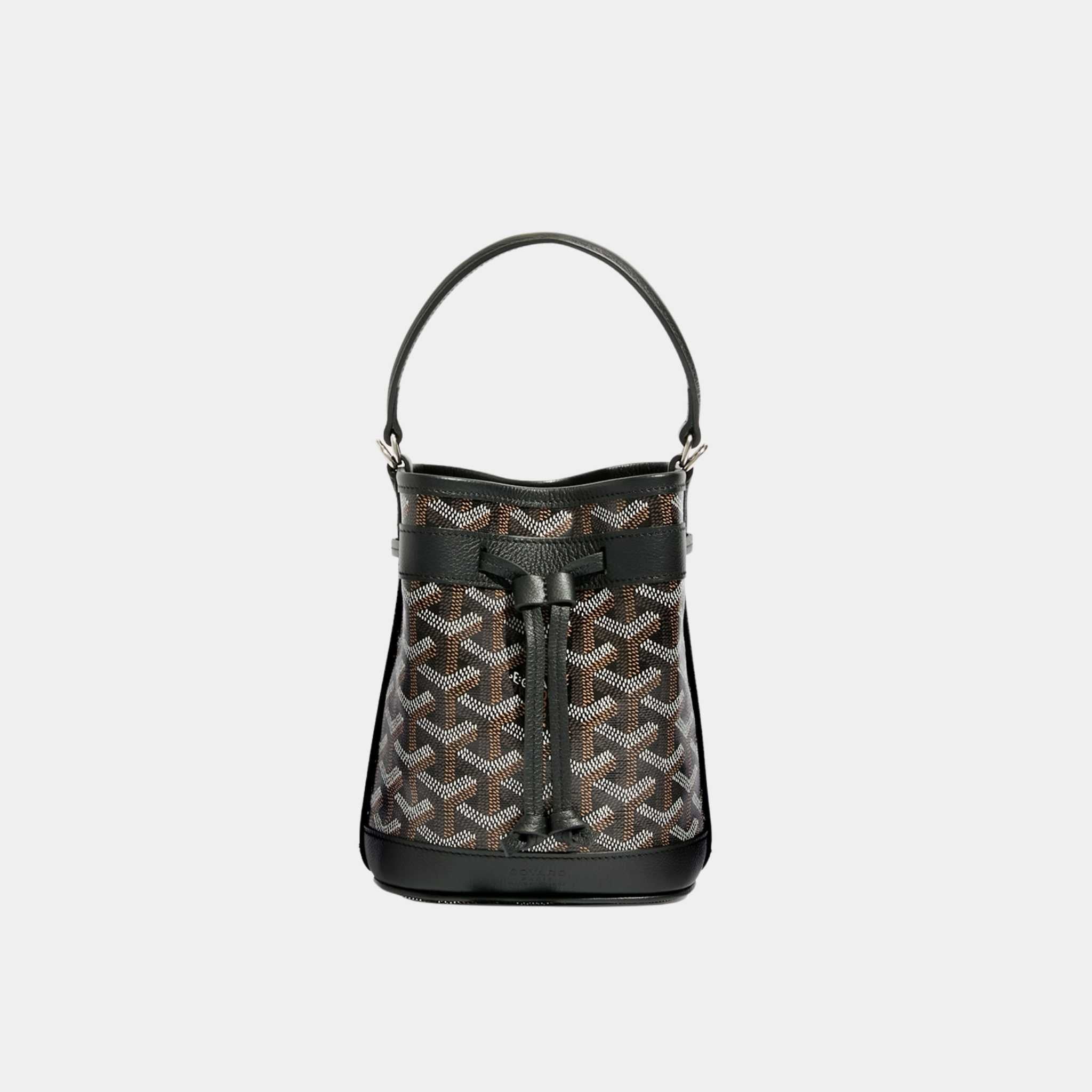 Goyard Petit Flot Mini Bucket Bag, Black, Front