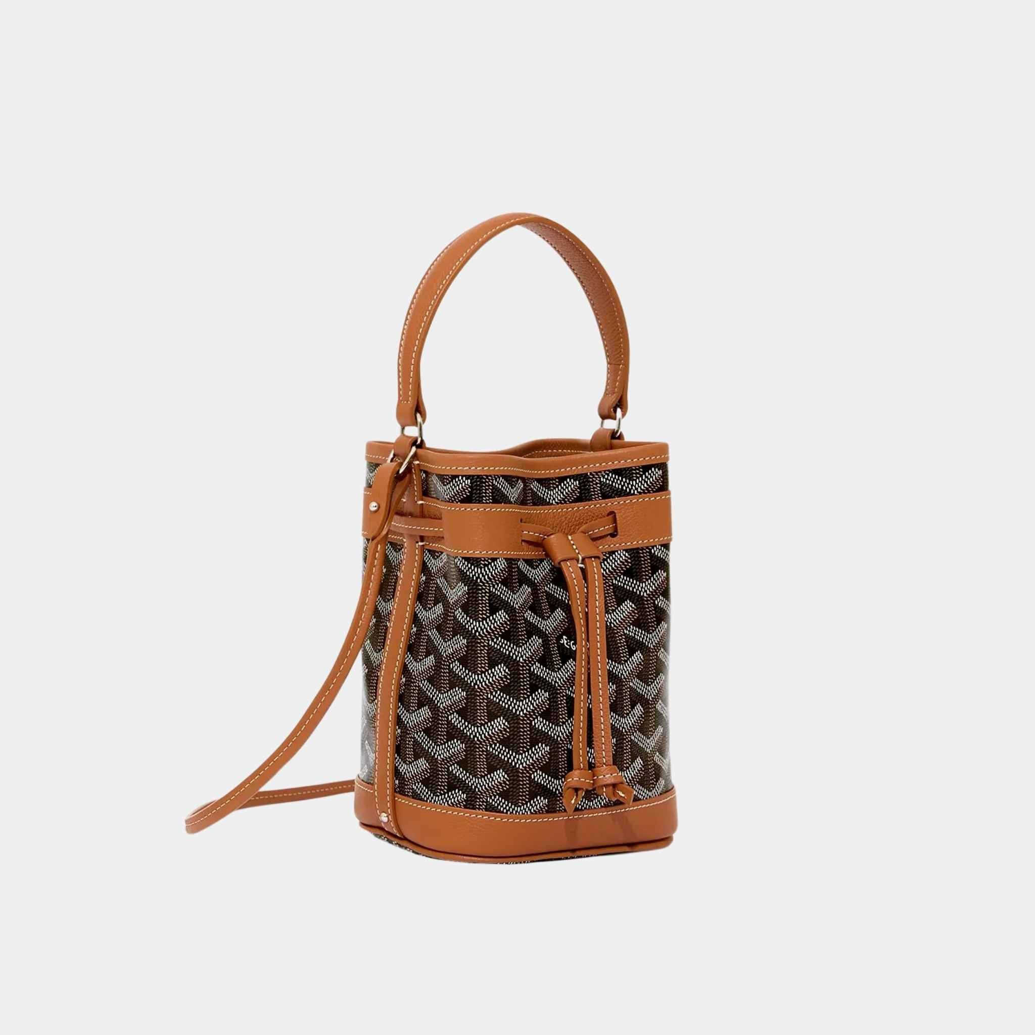 Goyard Petit Flot Mini Bucket Bag, Black, Tan, Side