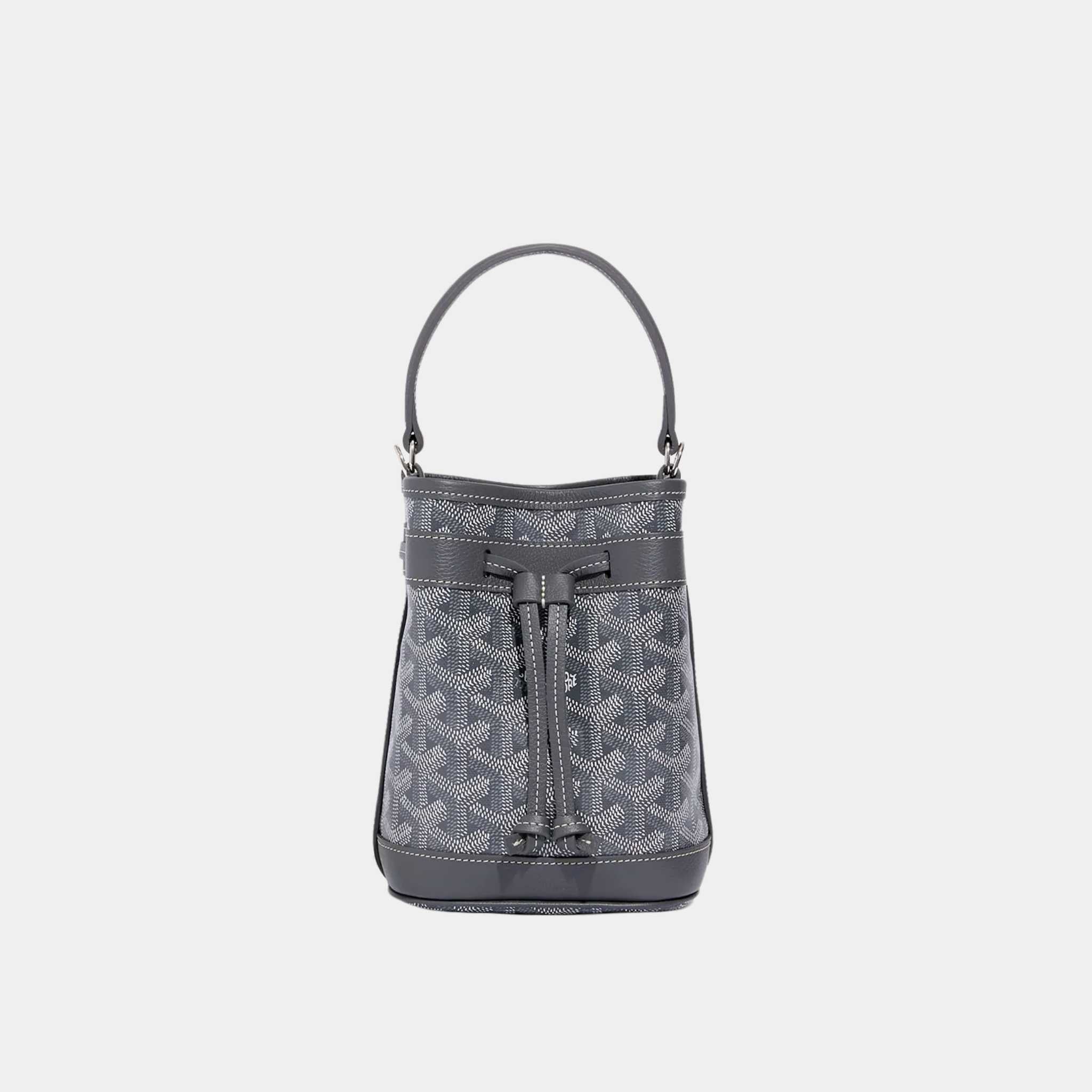 Goyard Petit Flot Mini Bucket Bag, Grey, Front