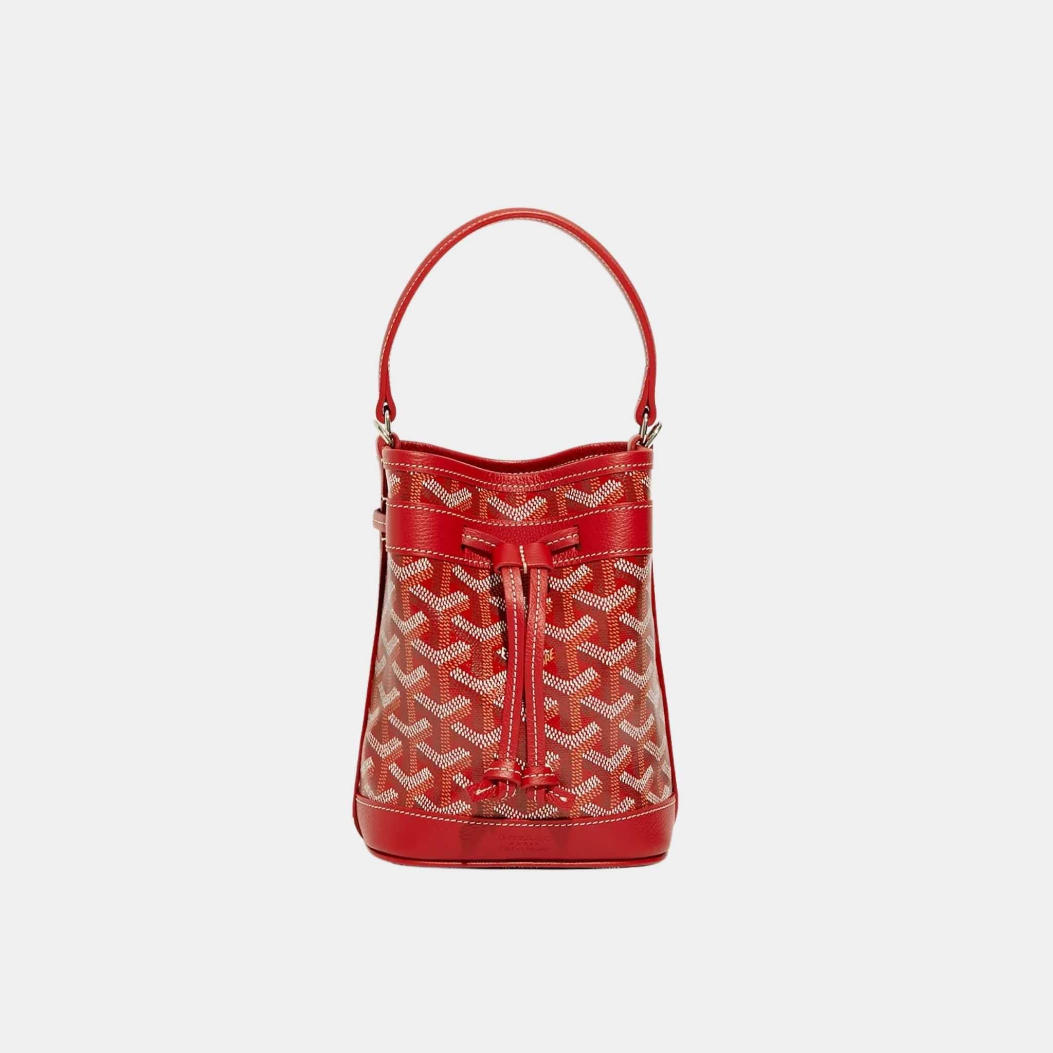 Goyard Petit Flot Mini Bucket Bag, Red, Front