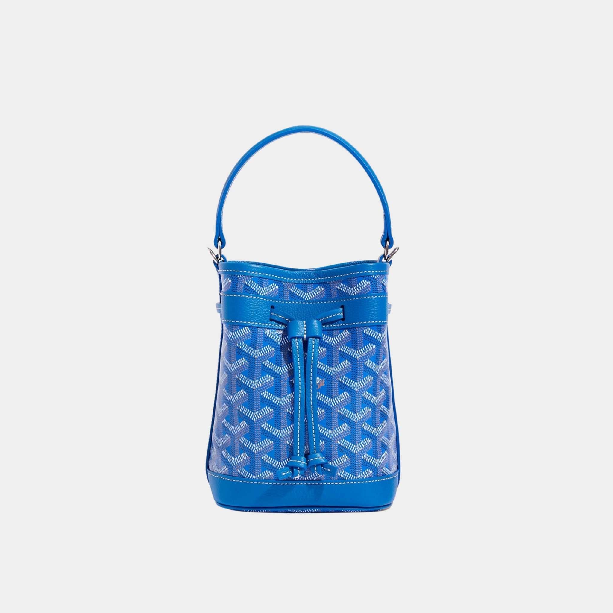 Goyard Petit Flot Mini Bucket Bag, Sky Blue, Front