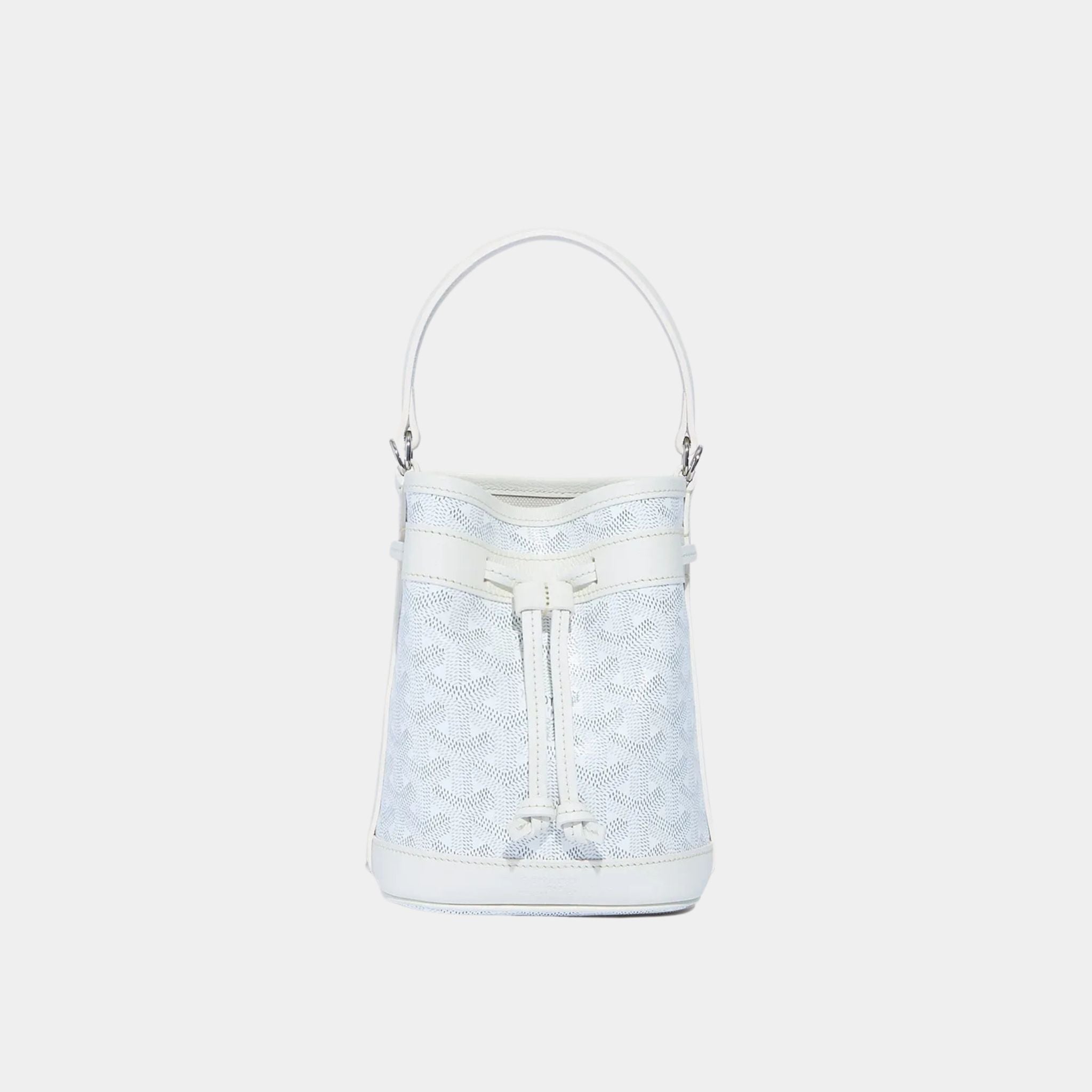 Goyard Petit Flot Mini Bucket Bag, White, Front