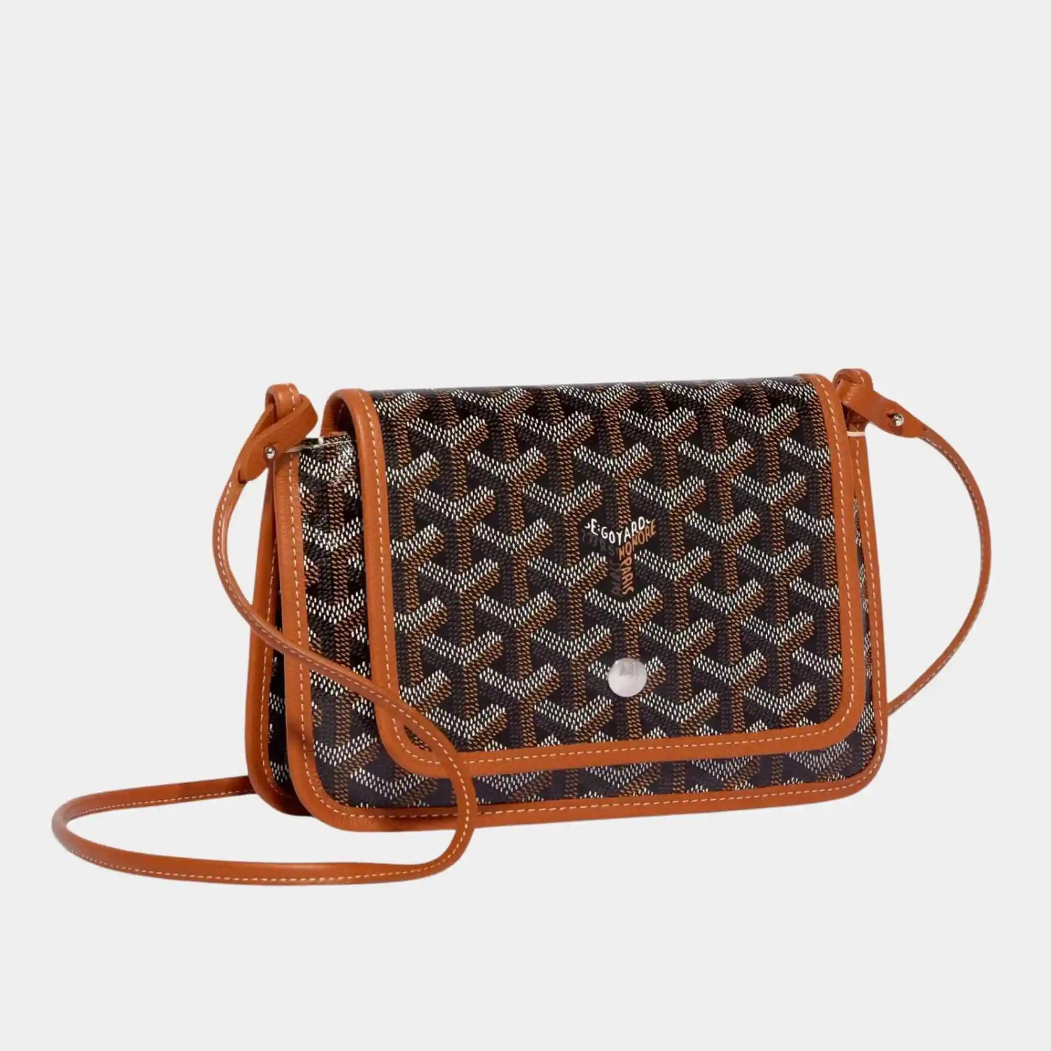 Goyard Plumet Pocket Wallet, Black and Tan, Front View