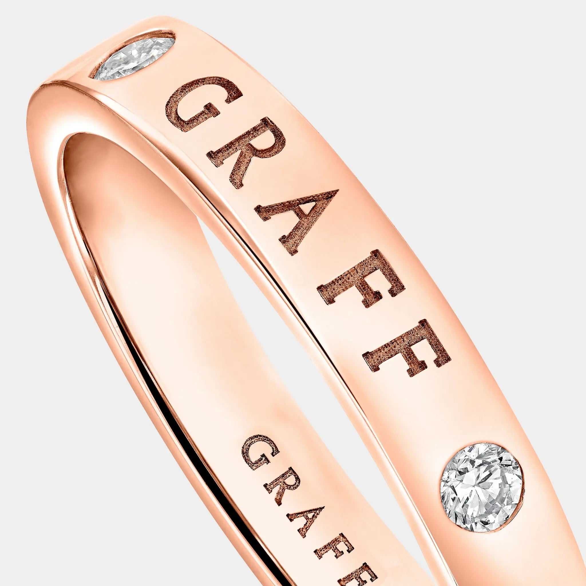 Graff Logo Diamond Band Rose Gold, Close
