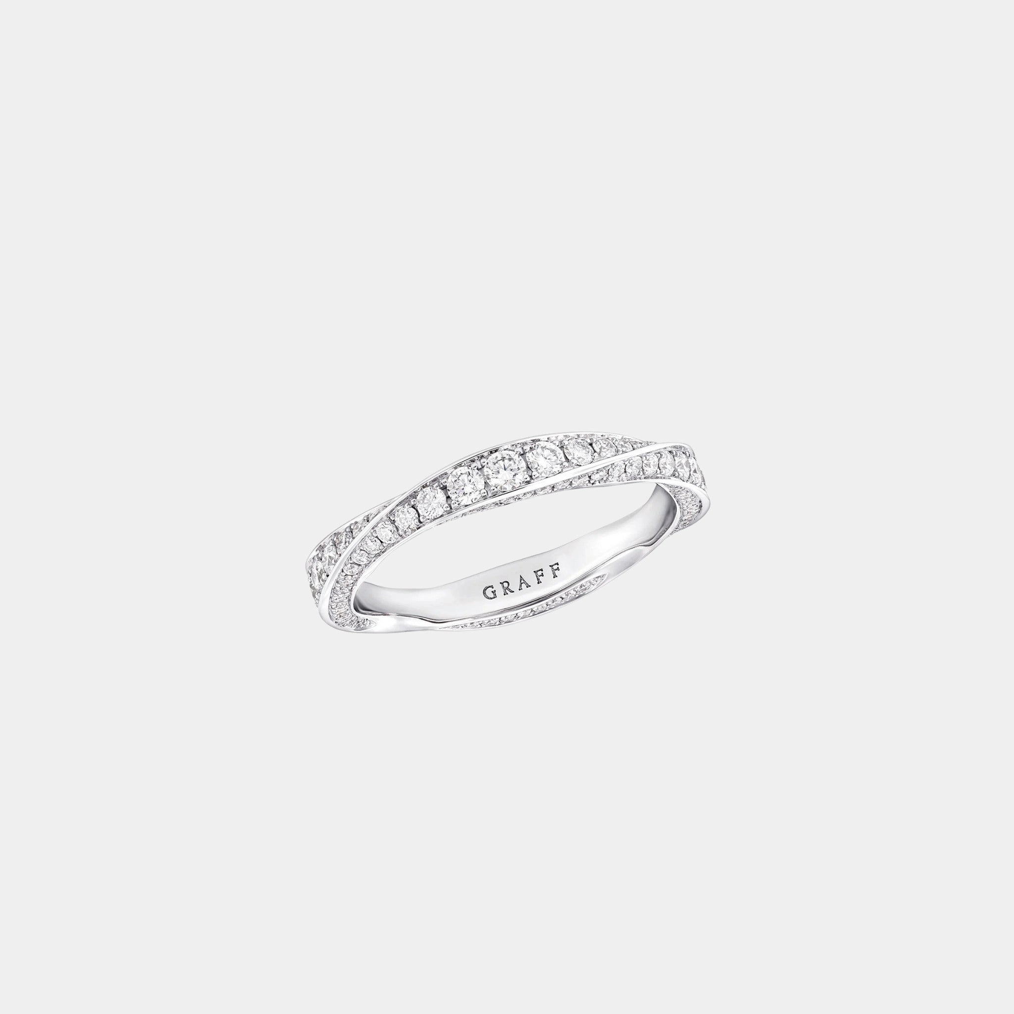 Graff Spiral Pavé Diamond Band White Gold 3.5MM, Top