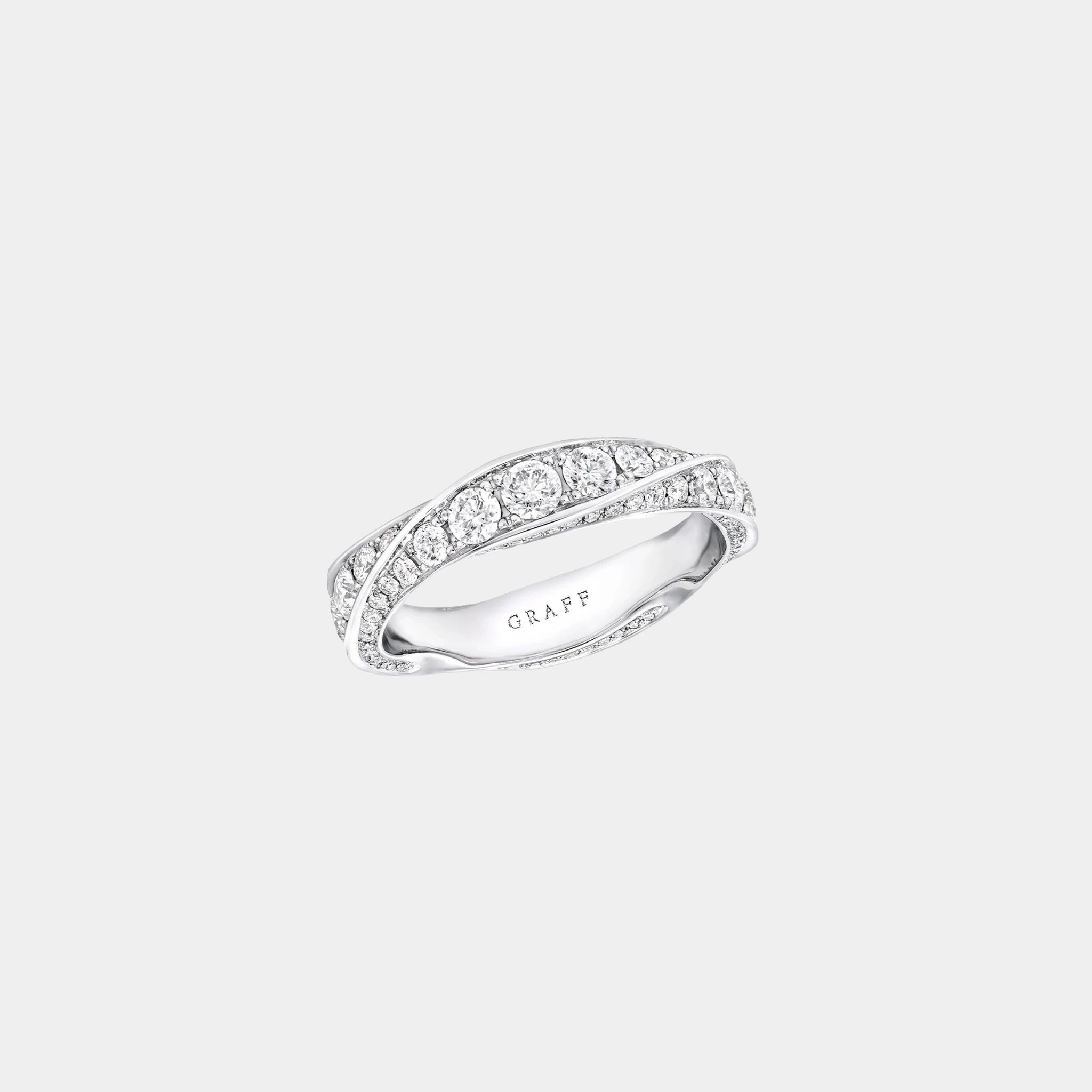 Graff Spiral Pavé Diamond Band White Gold 5MM, Top
