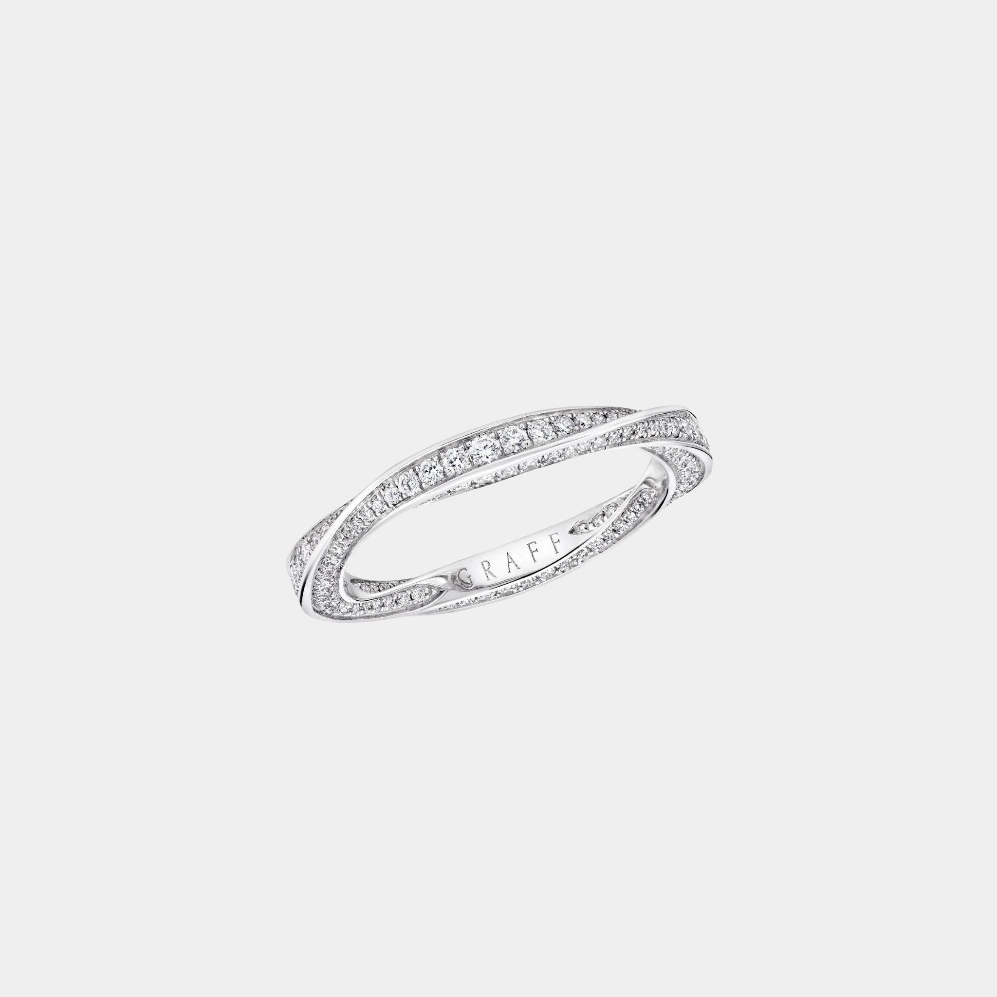 Graff Spiral Pavé Diamond Band White Gold, Top