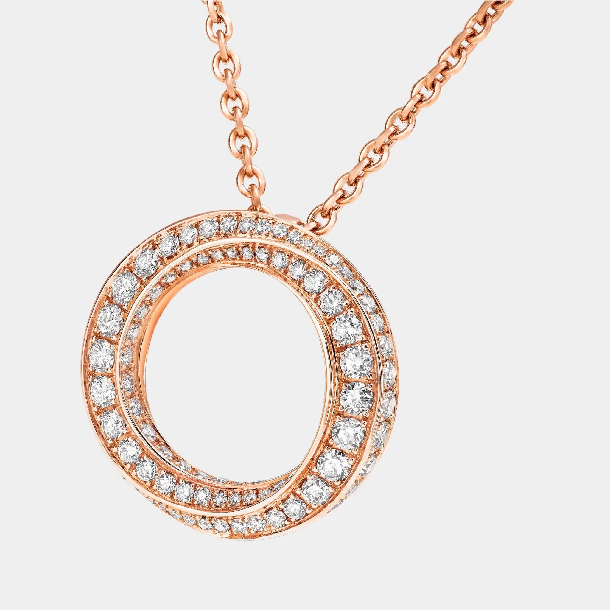 Graff Spiral Pavé Diamond Pendant Rose Gold, Close
