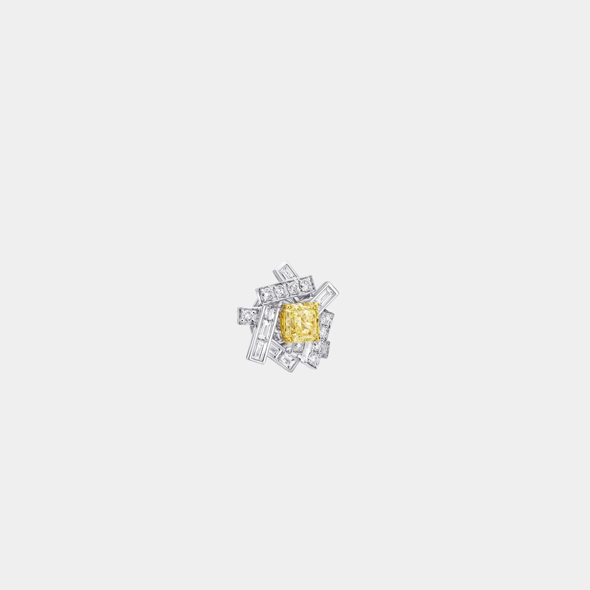 Graff Threads Yellow and White Diamond Stud Earrings, White Gold, Yellow Gold, Side