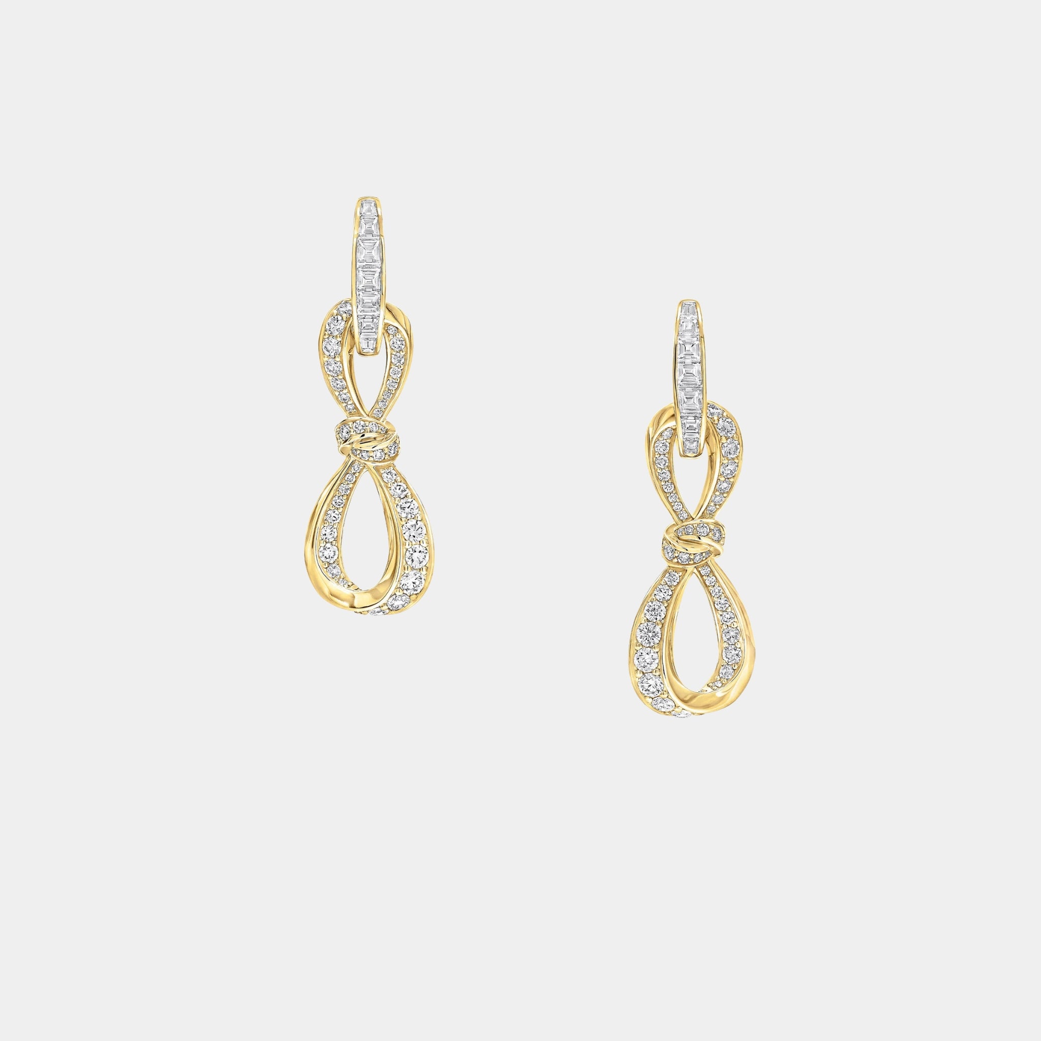Graff Tildas Bow Diamond Link Earrings Yellow Gold, Front