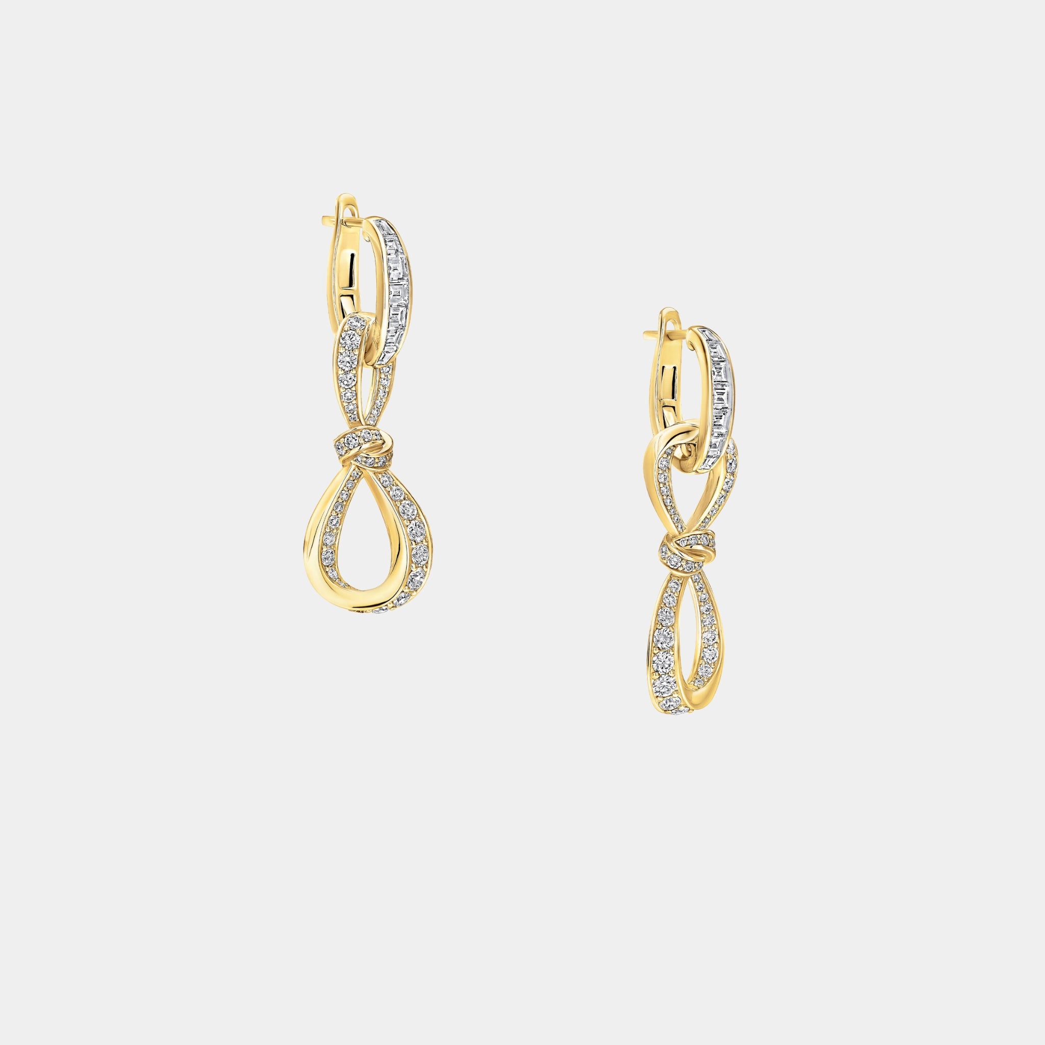 Graff Tildas Bow Diamond Link Earrings Yellow Gold, Side