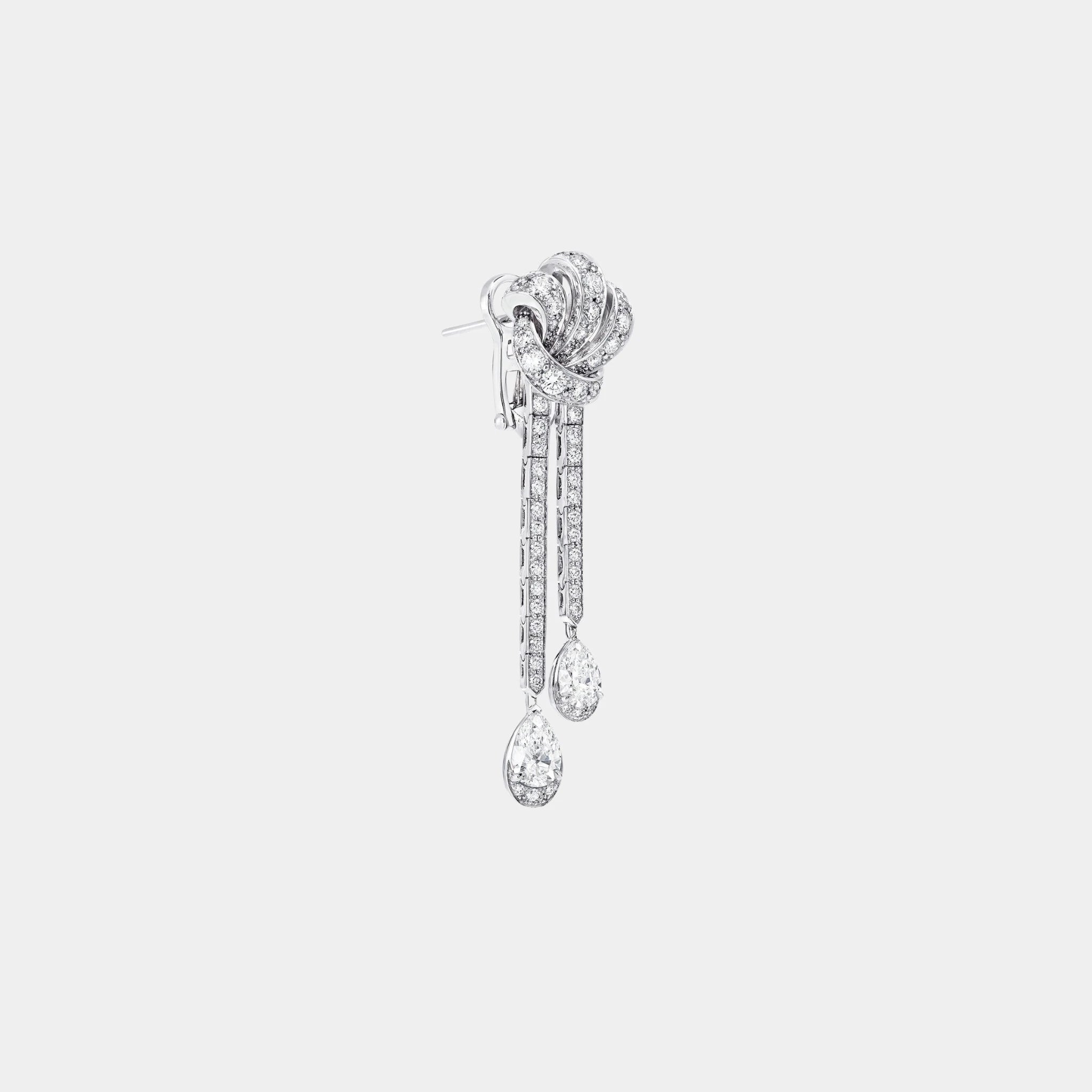 Graff Tildas Bow Double Pavé Diamond Drop Earrings, Side